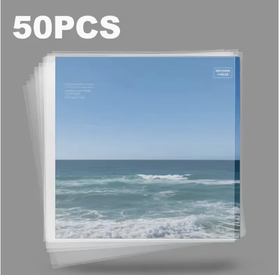 50 Premium Transparent Vinyl Record Sleeves 12" 