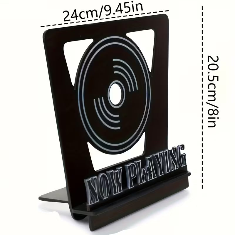 Now Playing Wood Vinyl Record Stand Black