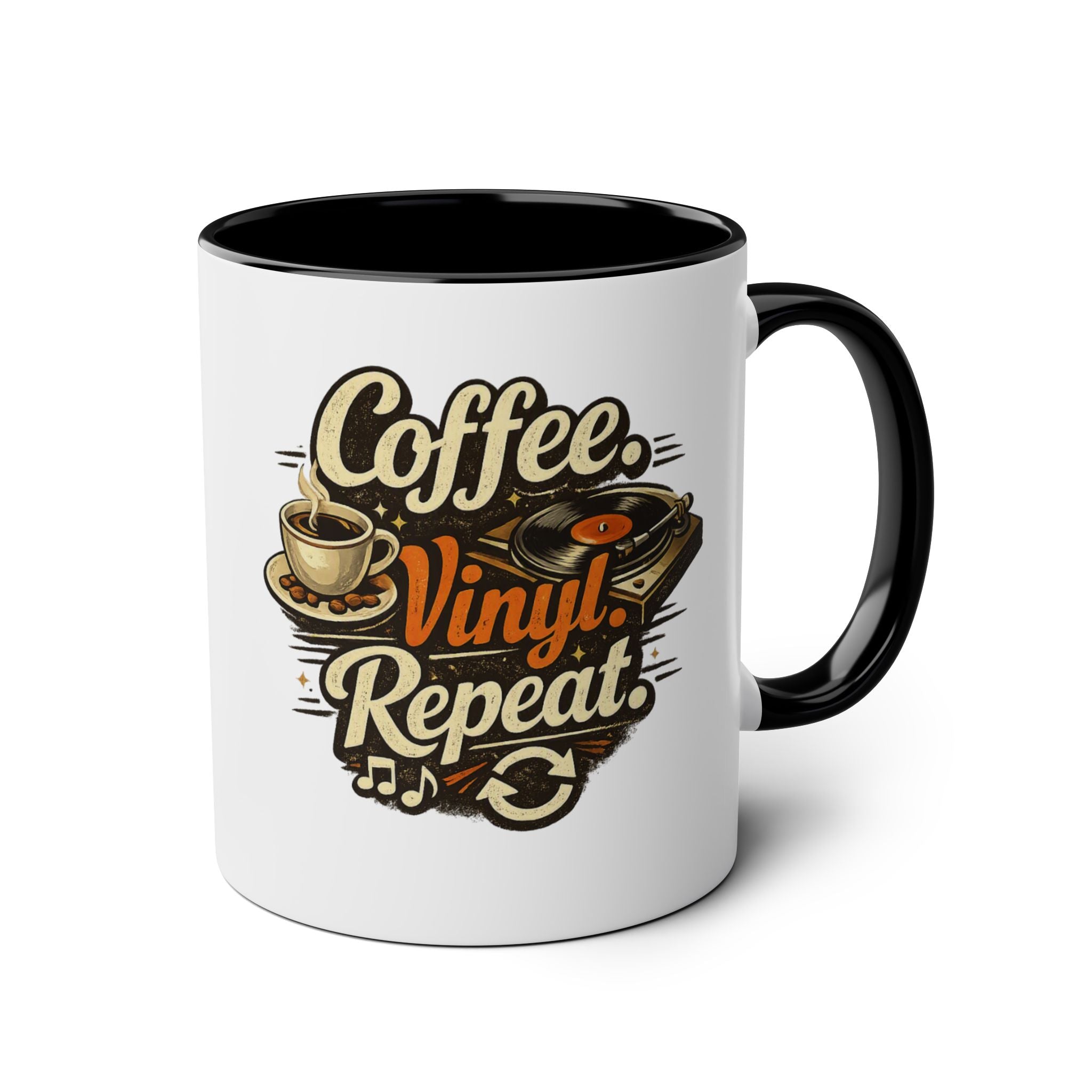 Coffee Vinyl Repeat Black 11oz Mug