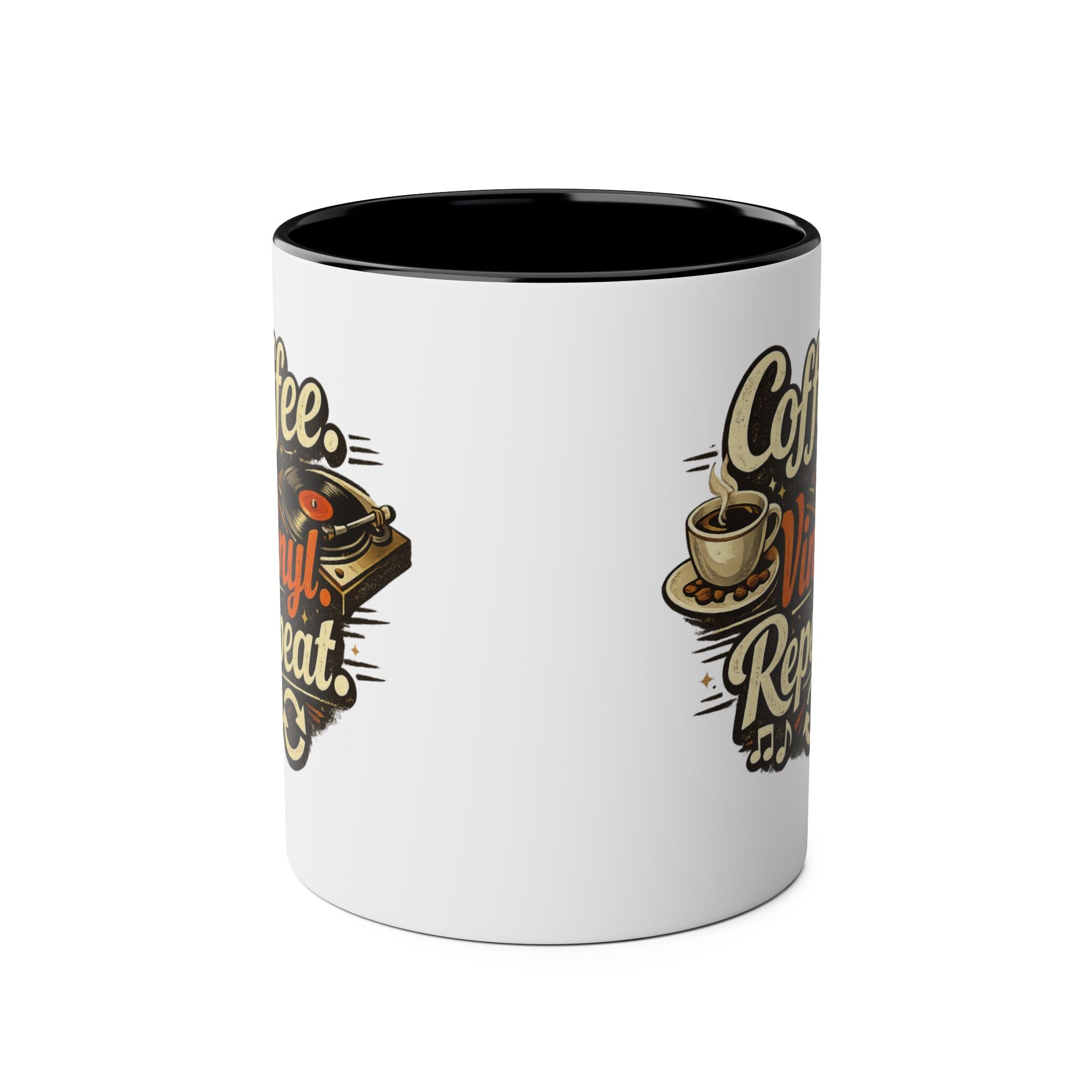 Coffee Vinyl Repeat Black 11oz Mug