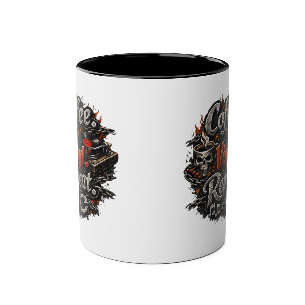 Coffee Vinyl Repeat Metal Design Black 11oz Mug