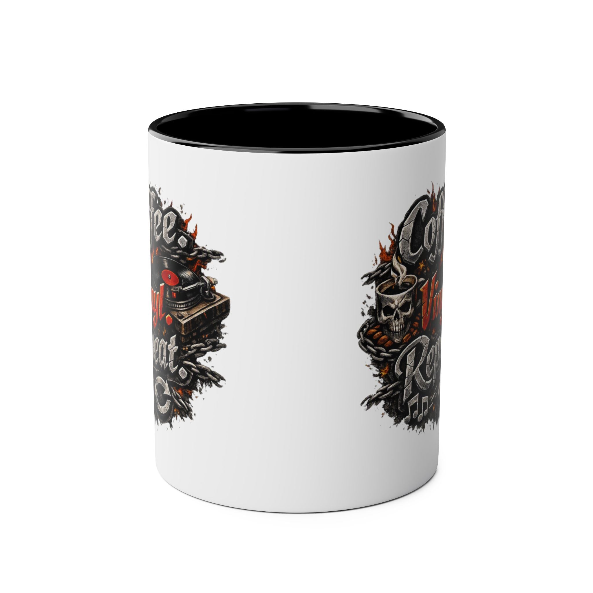 Coffee Vinyl Repeat Metal Design Black 11oz Mug