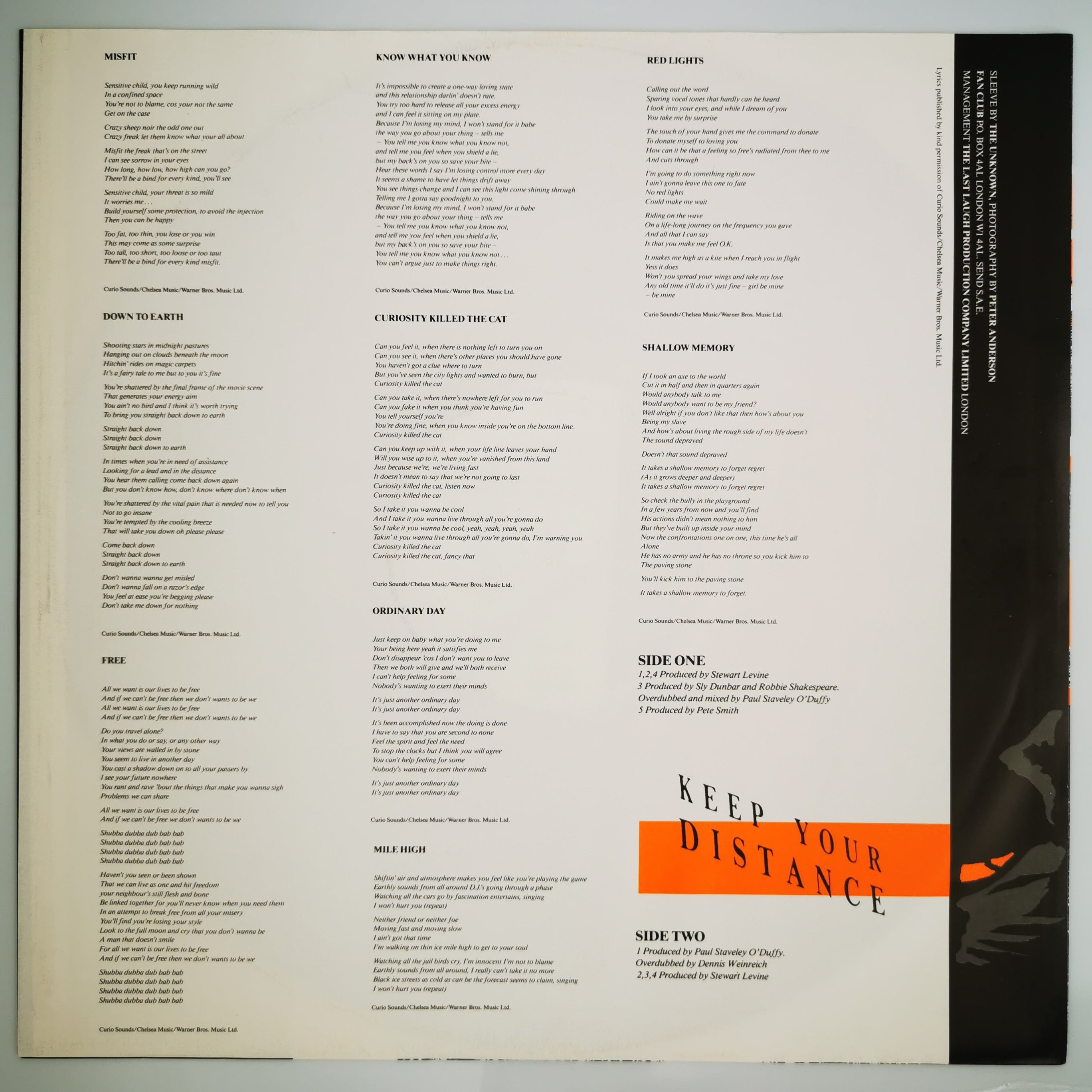 Curiosity Killed The Cat Keep Your Distance Vinyl LP