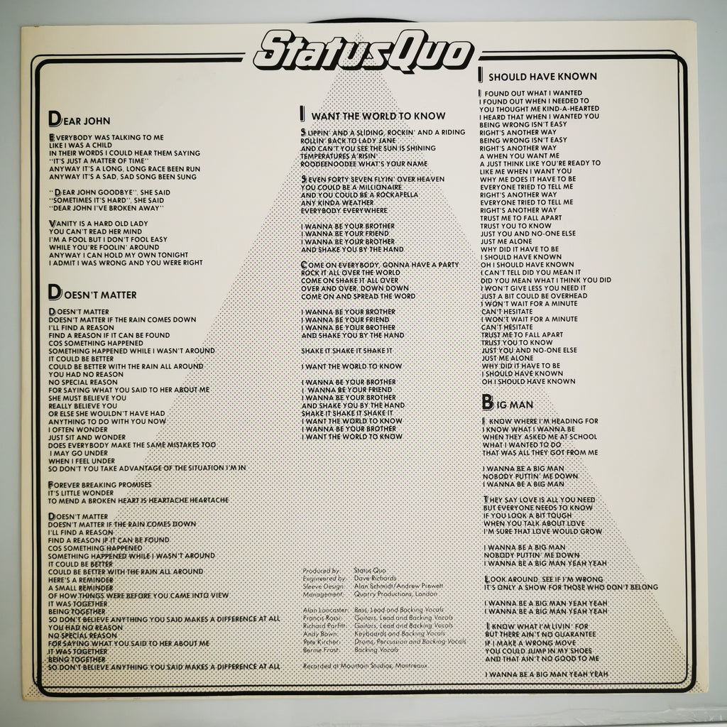 Status Quo – 1982 Vinyl LP Record