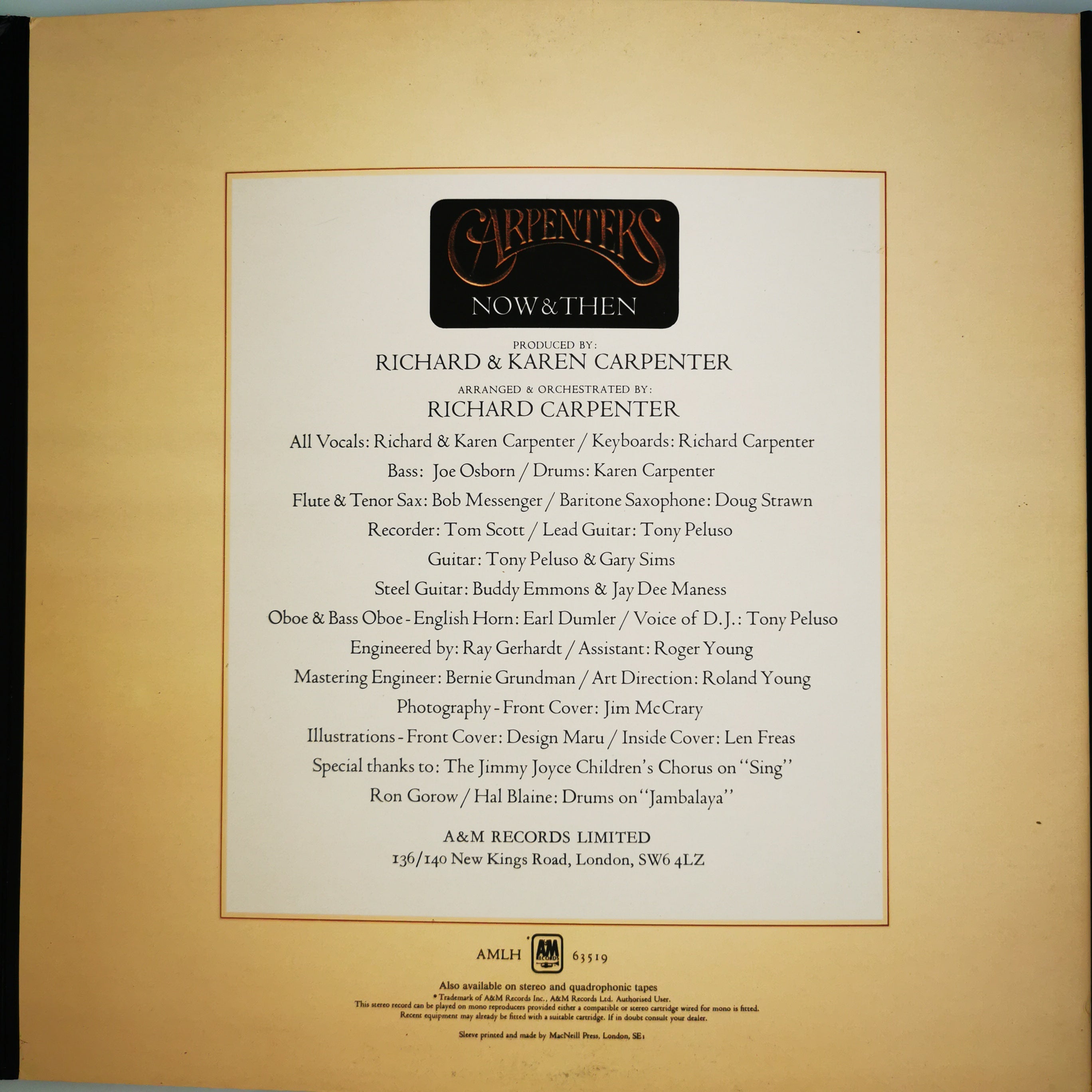 Carpenters Now & Then Vinyl LP Record 1973