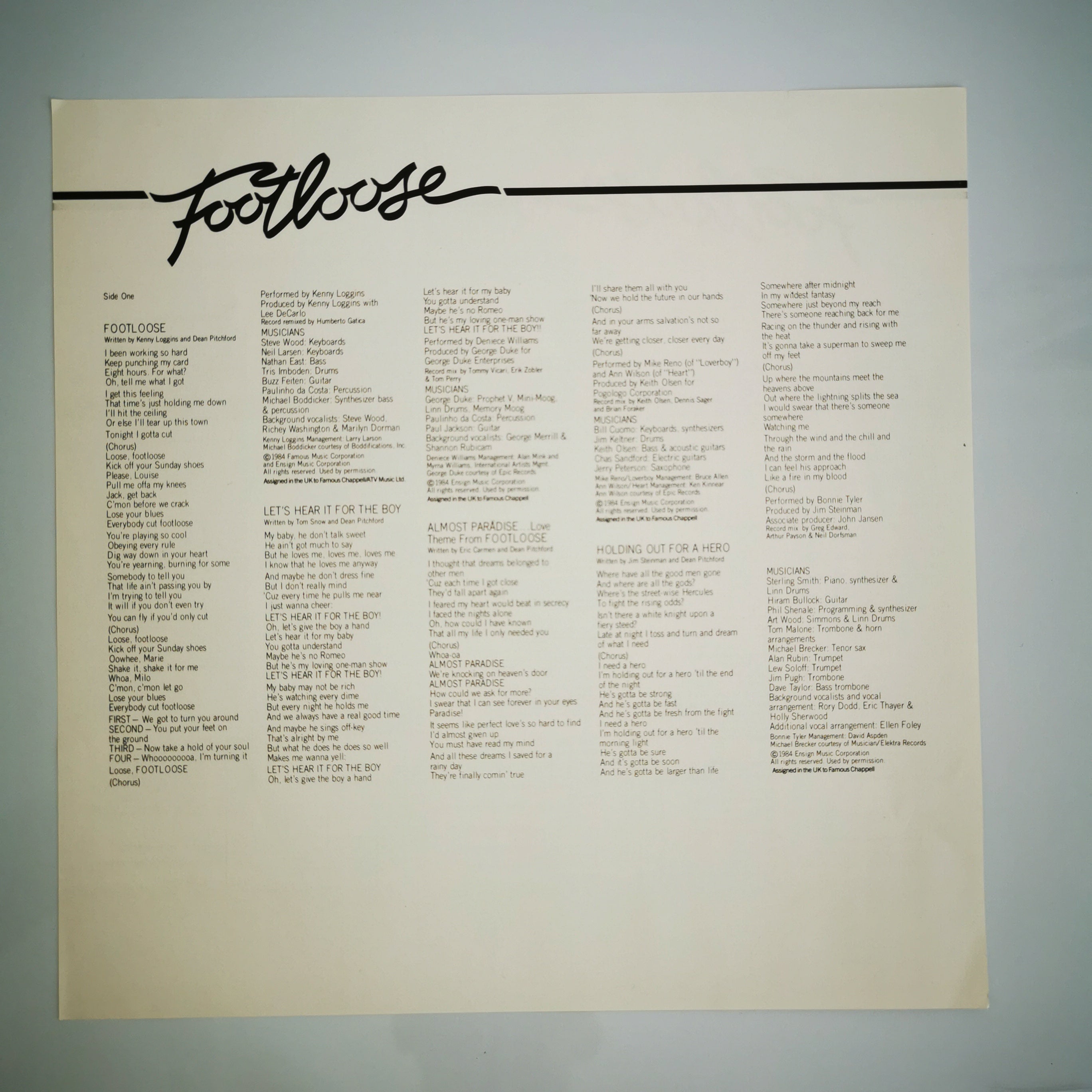 Original Soundtrack Footloose Vinyl LP Record 1984