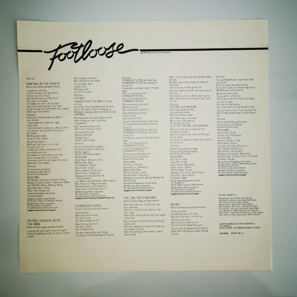 Original Soundtrack Footloose Vinyl LP Record 1984