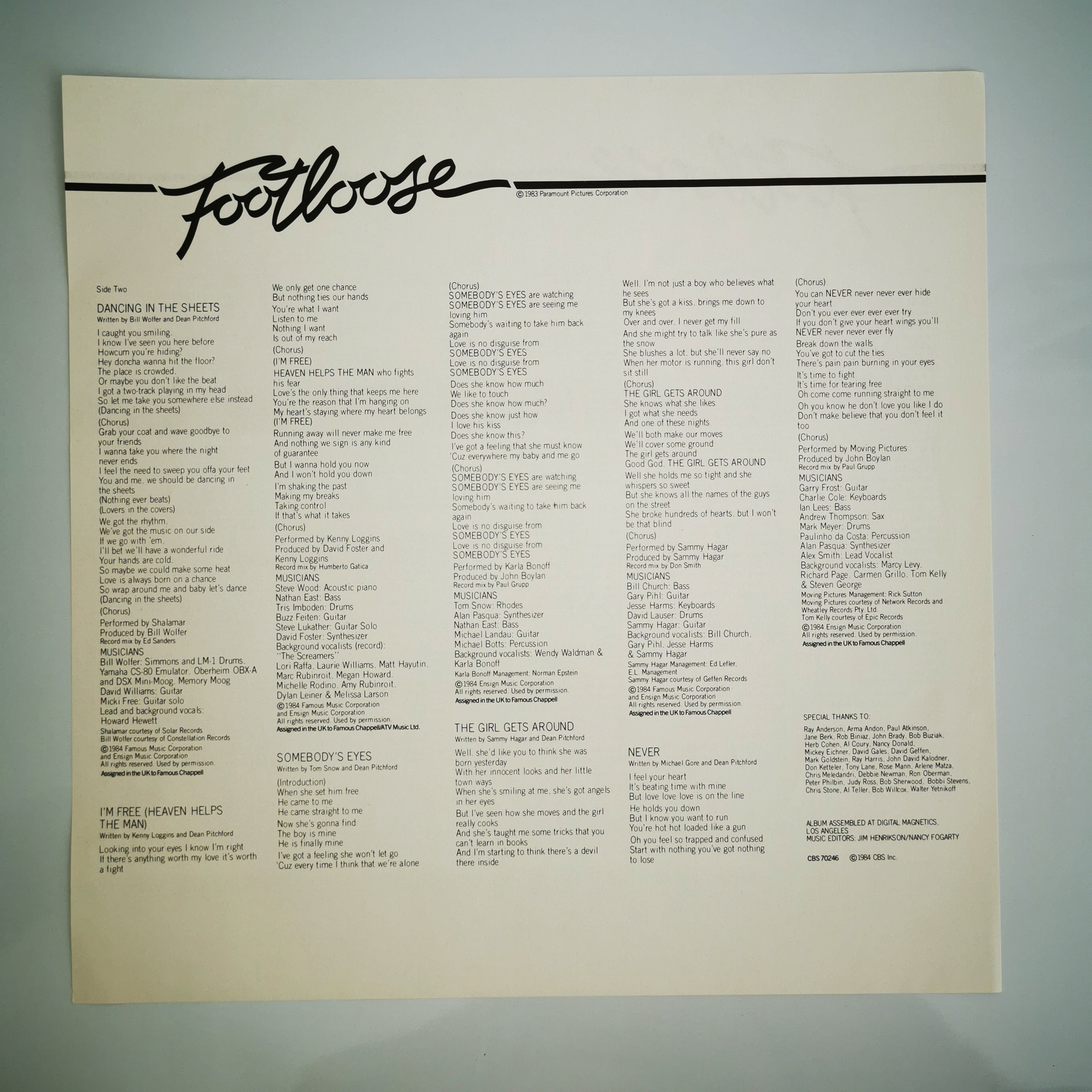 Original Soundtrack Footloose Vinyl LP Record 1984