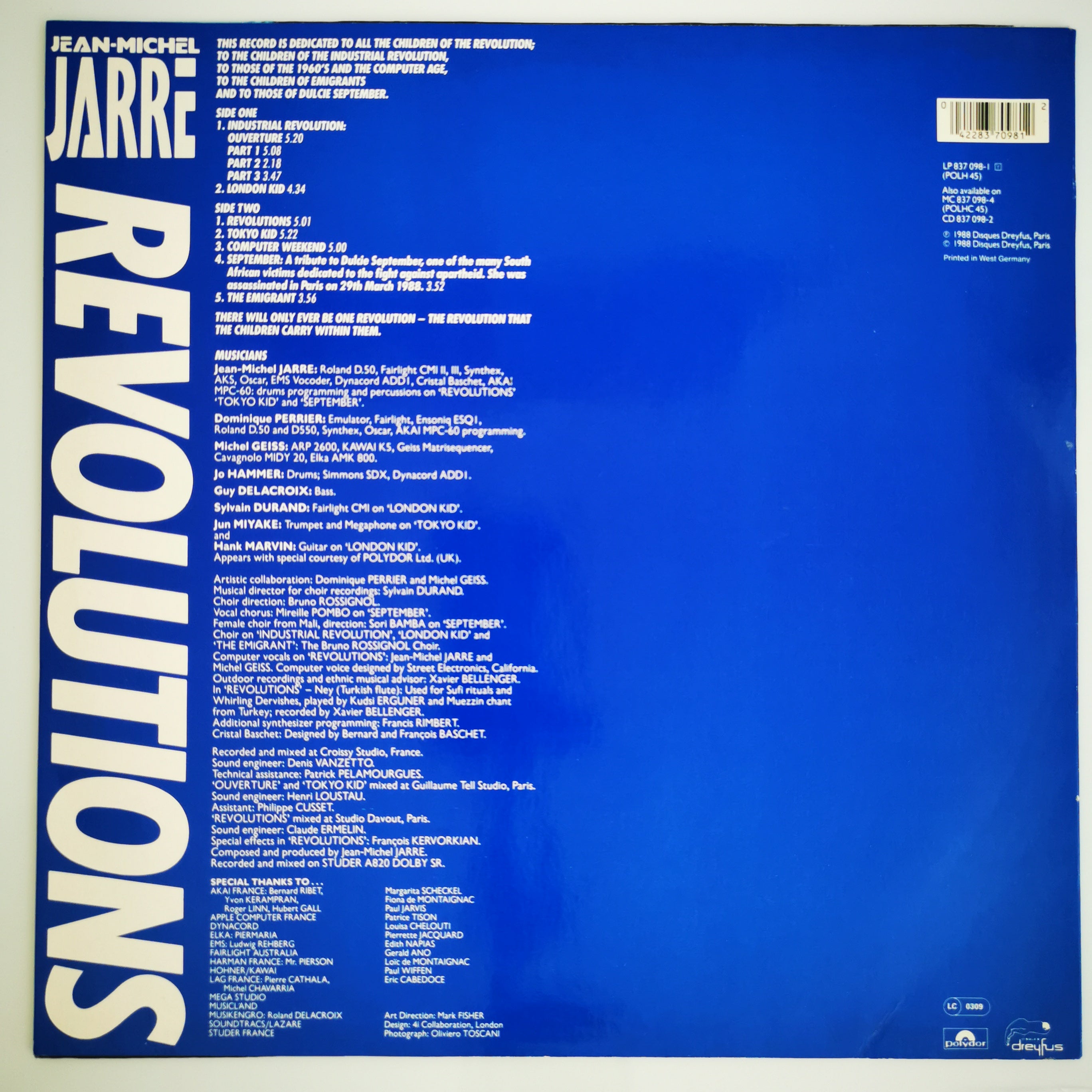 Jean-Michel Jarre Revolutions Vinyl LP Record
