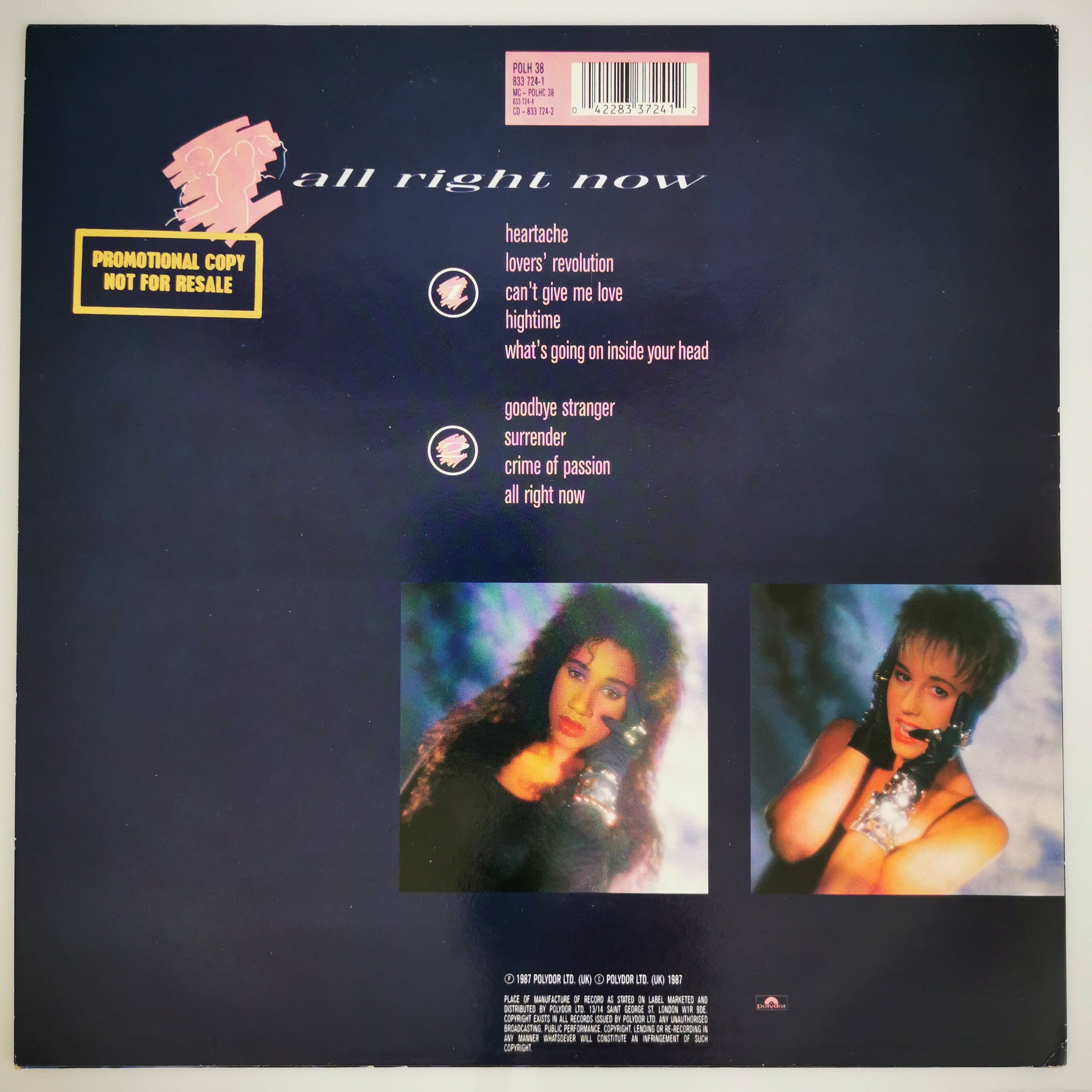 Pepsi & Shirlie – All Right Now Vinyl LP Record