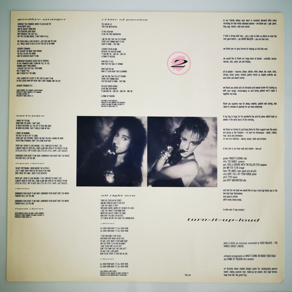 Pepsi & Shirlie – All Right Now Vinyl LP Record