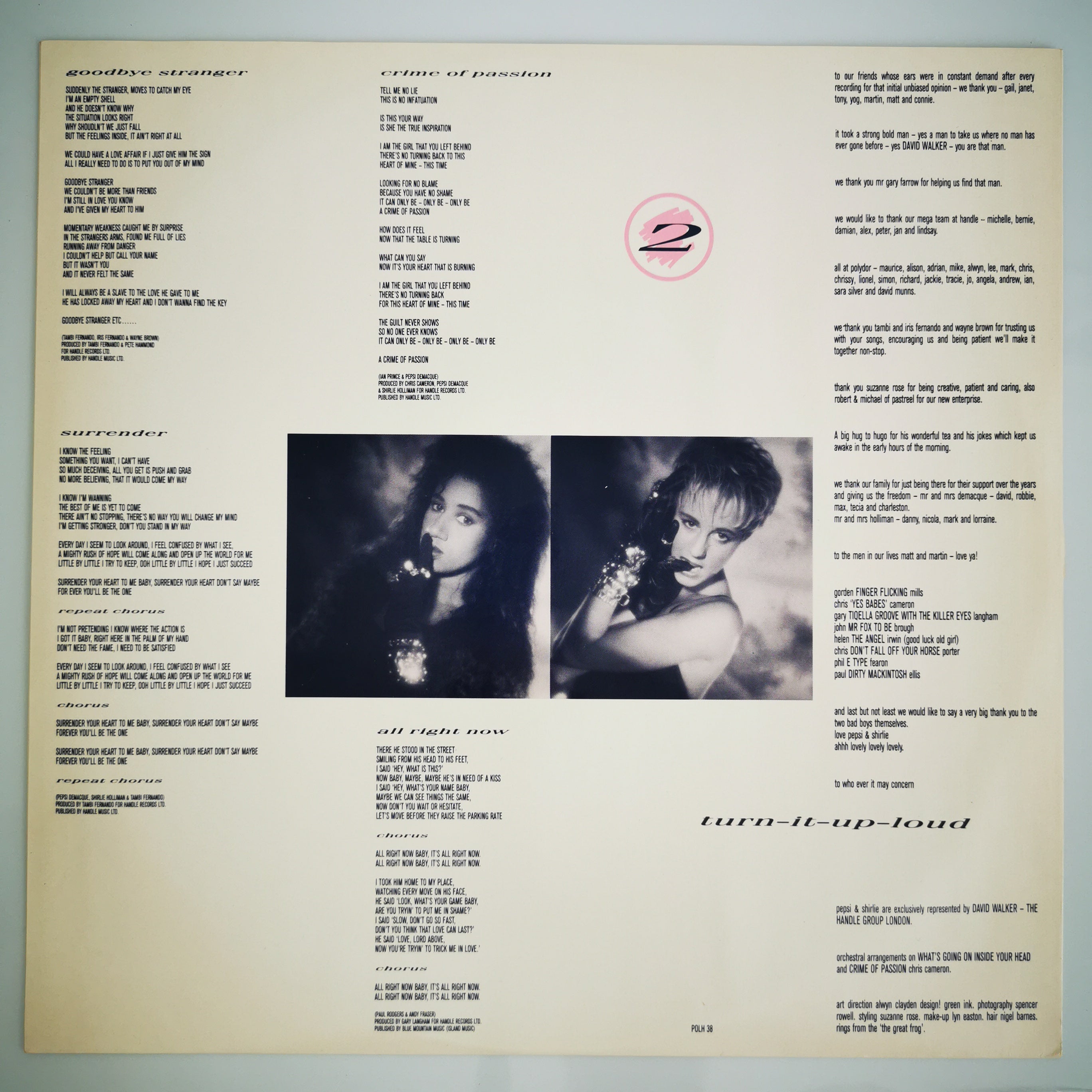 Pepsi & Shirlie – All Right Now Vinyl LP Record