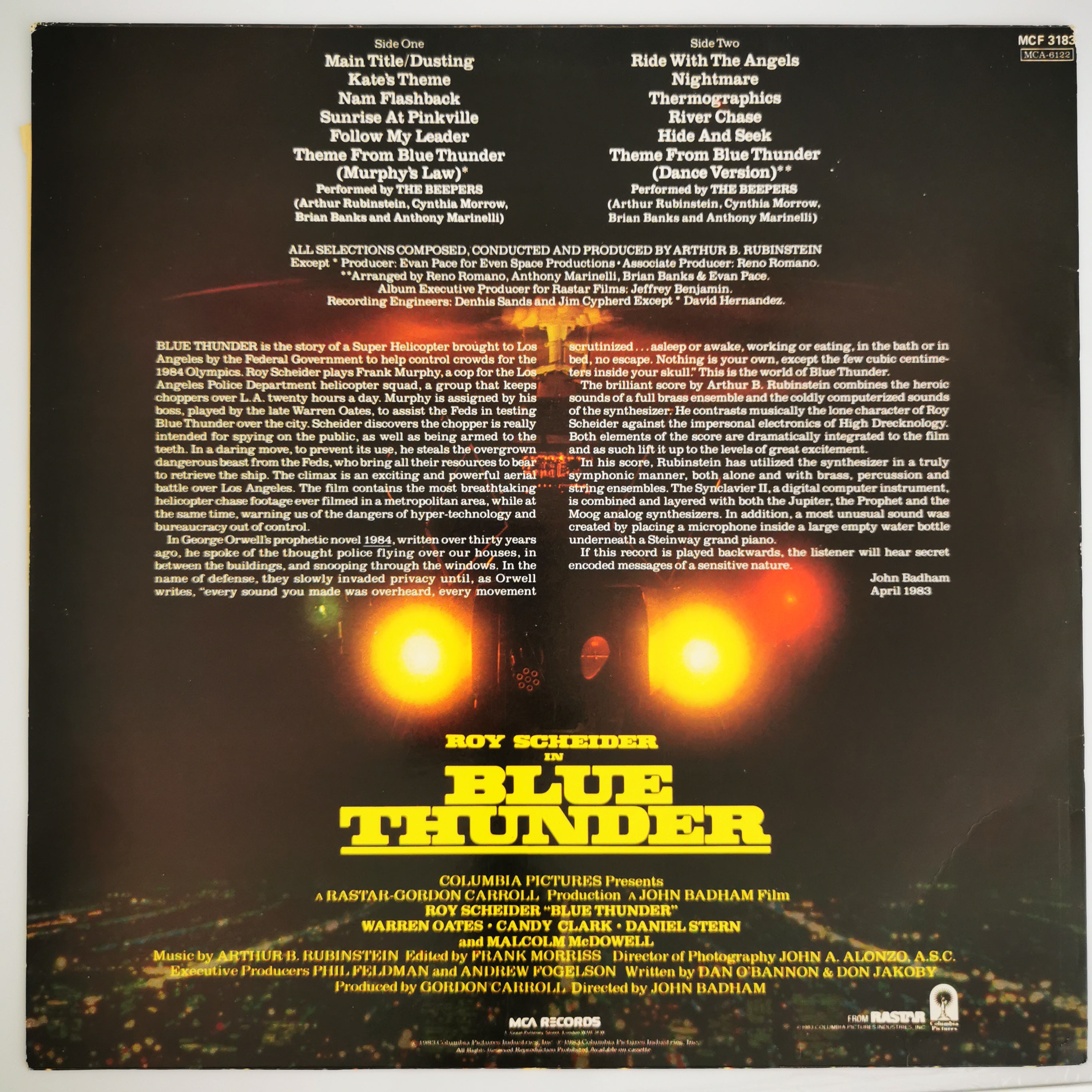 Blue Thunder TV Soundtrack Vinyl LP Record