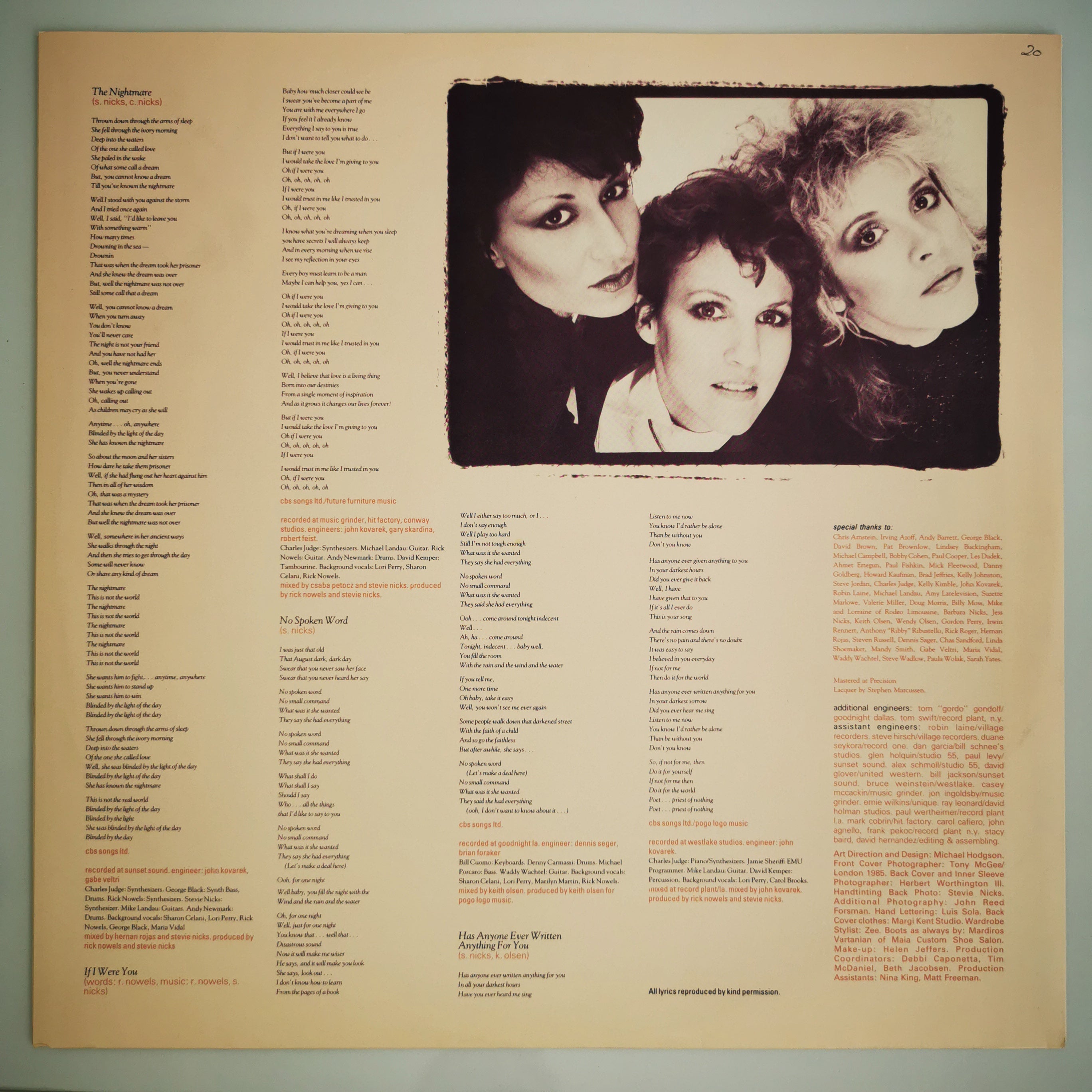 Stevie Nicks Rock A Little Vinyl LP Record