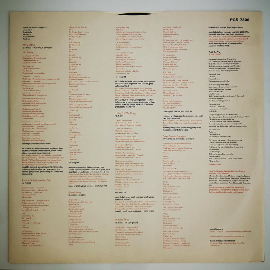 Stevie Nicks Rock A Little Vinyl LP Record