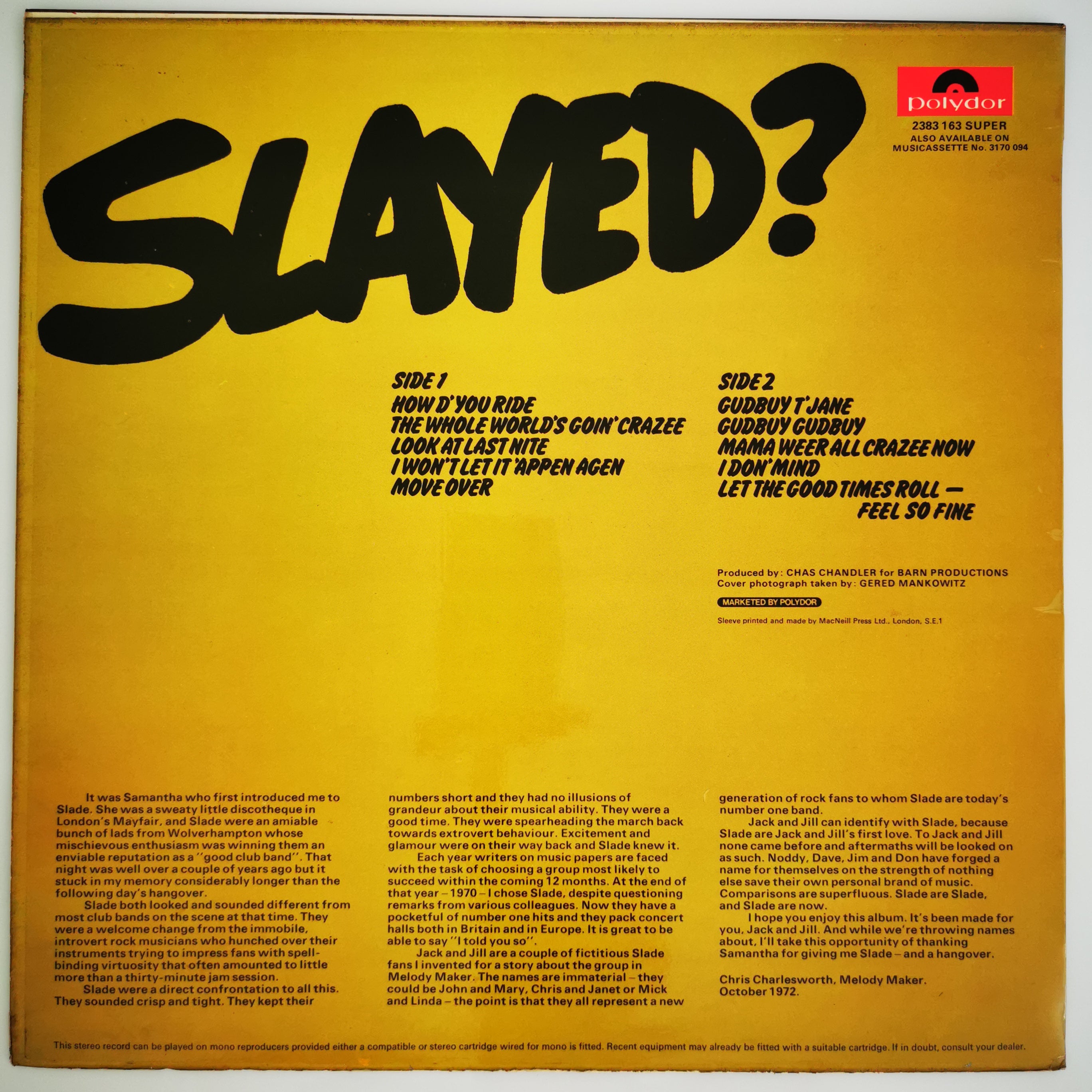 Slade Slayed? - 1st Vinyl LP Record