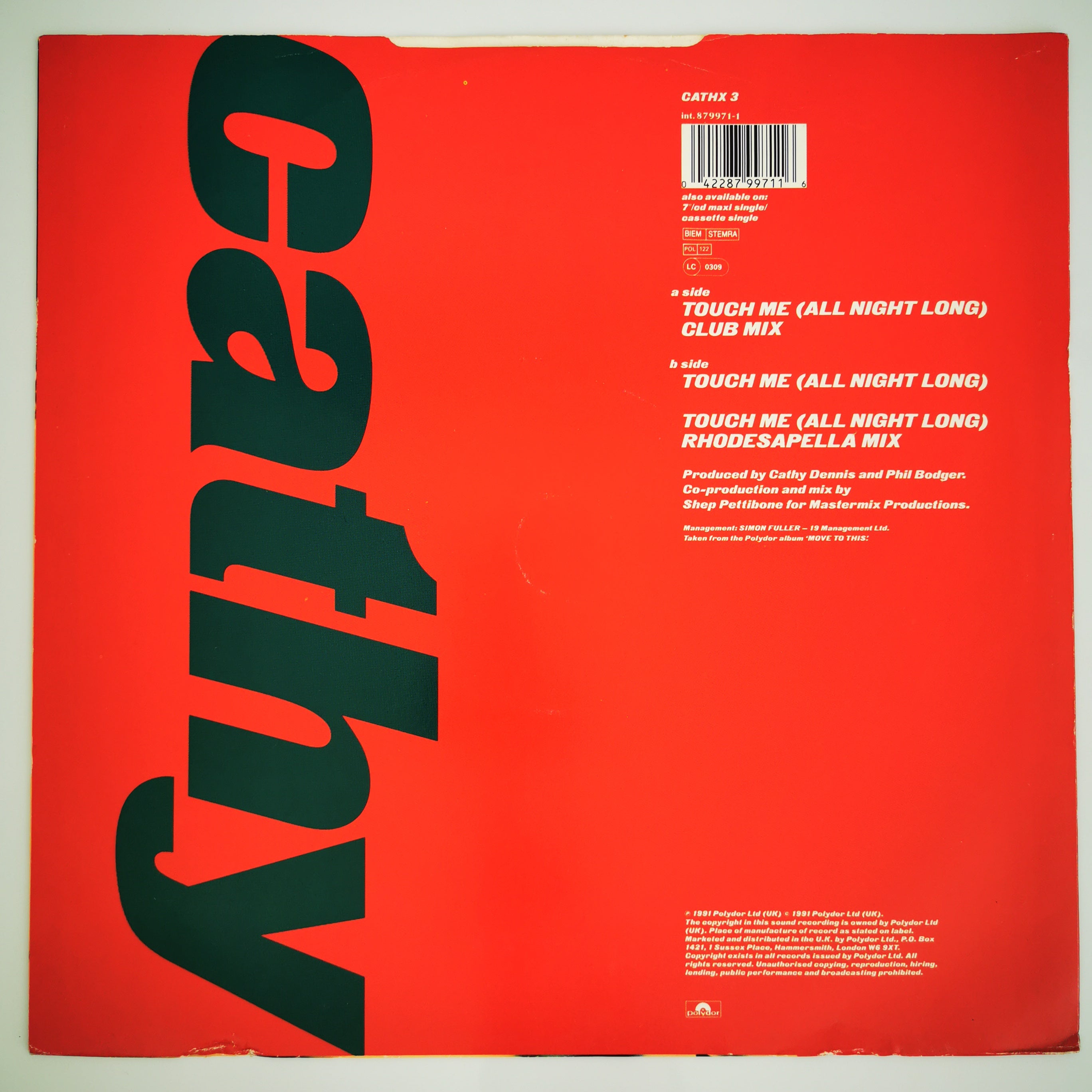 Cathy Dennis Touch Me (All Night Long) 12" vinyl Record
