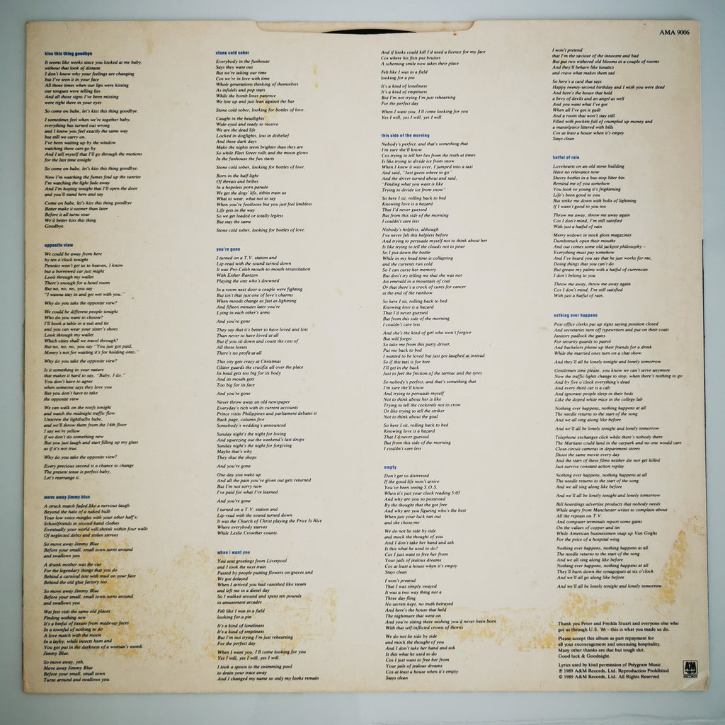 Del Amitri Waking Hours Vinyl LP Record