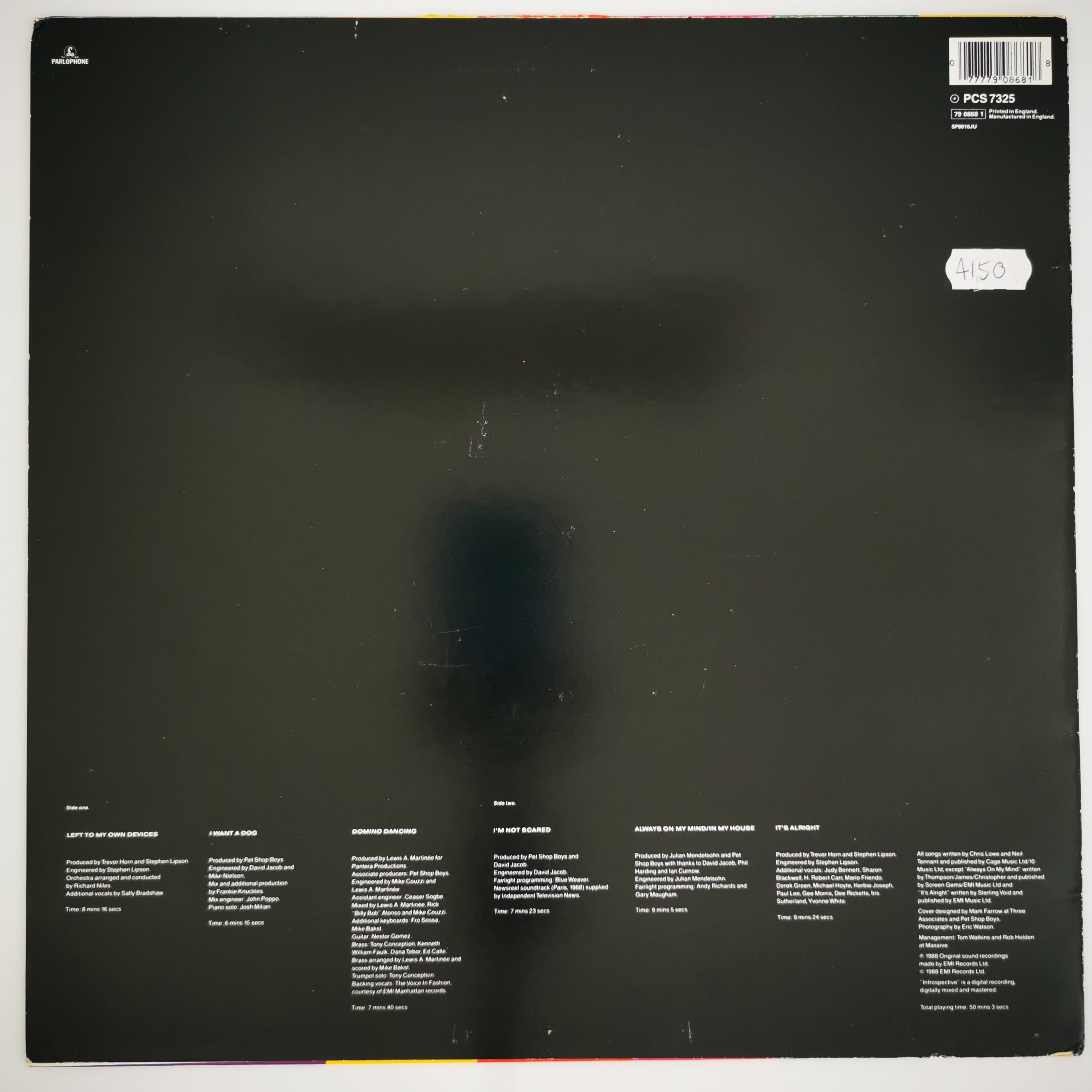 Pet Shop Boys Introspective Vinyl LP Record