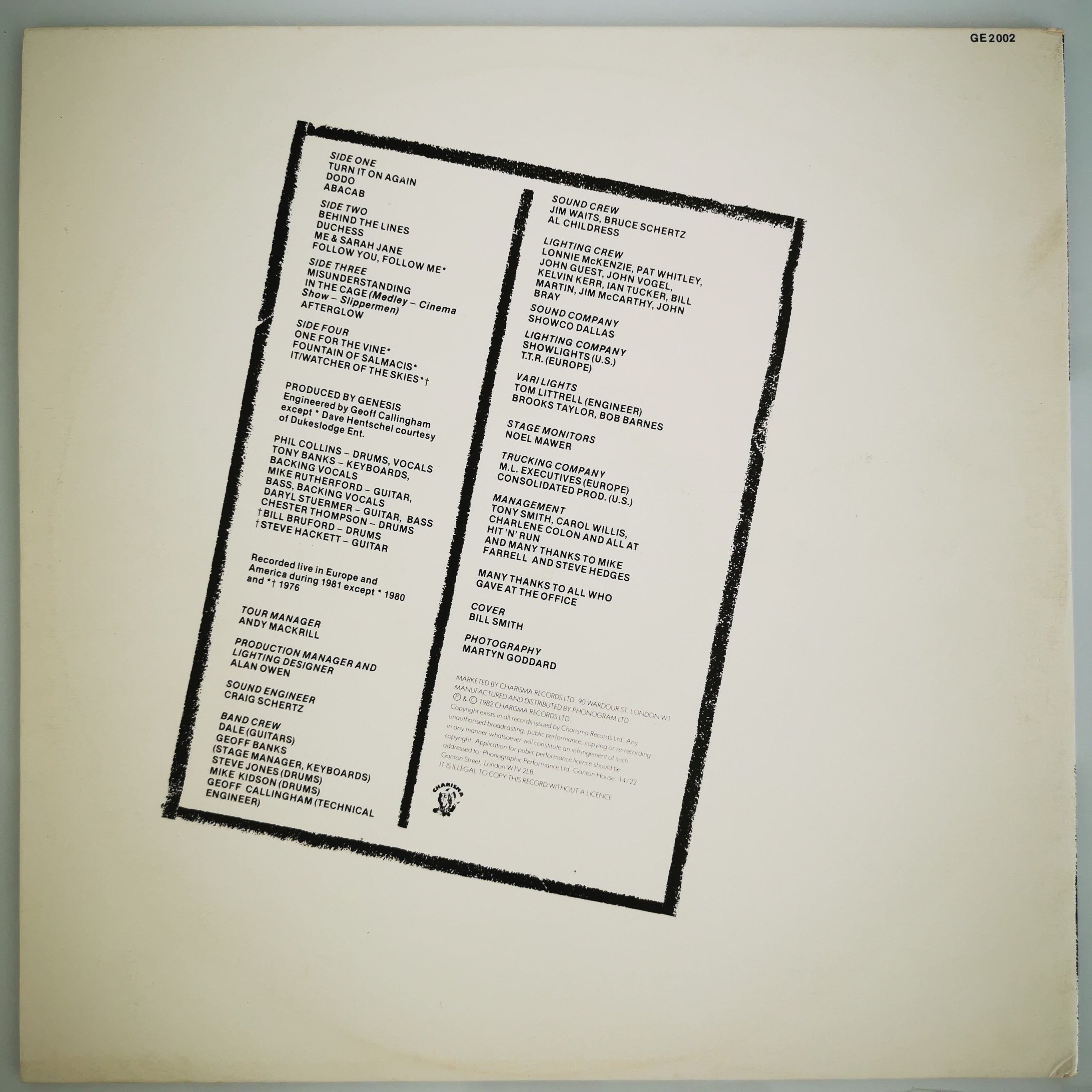Genesis Three Sides Live 2-LP vinyl Record Set
