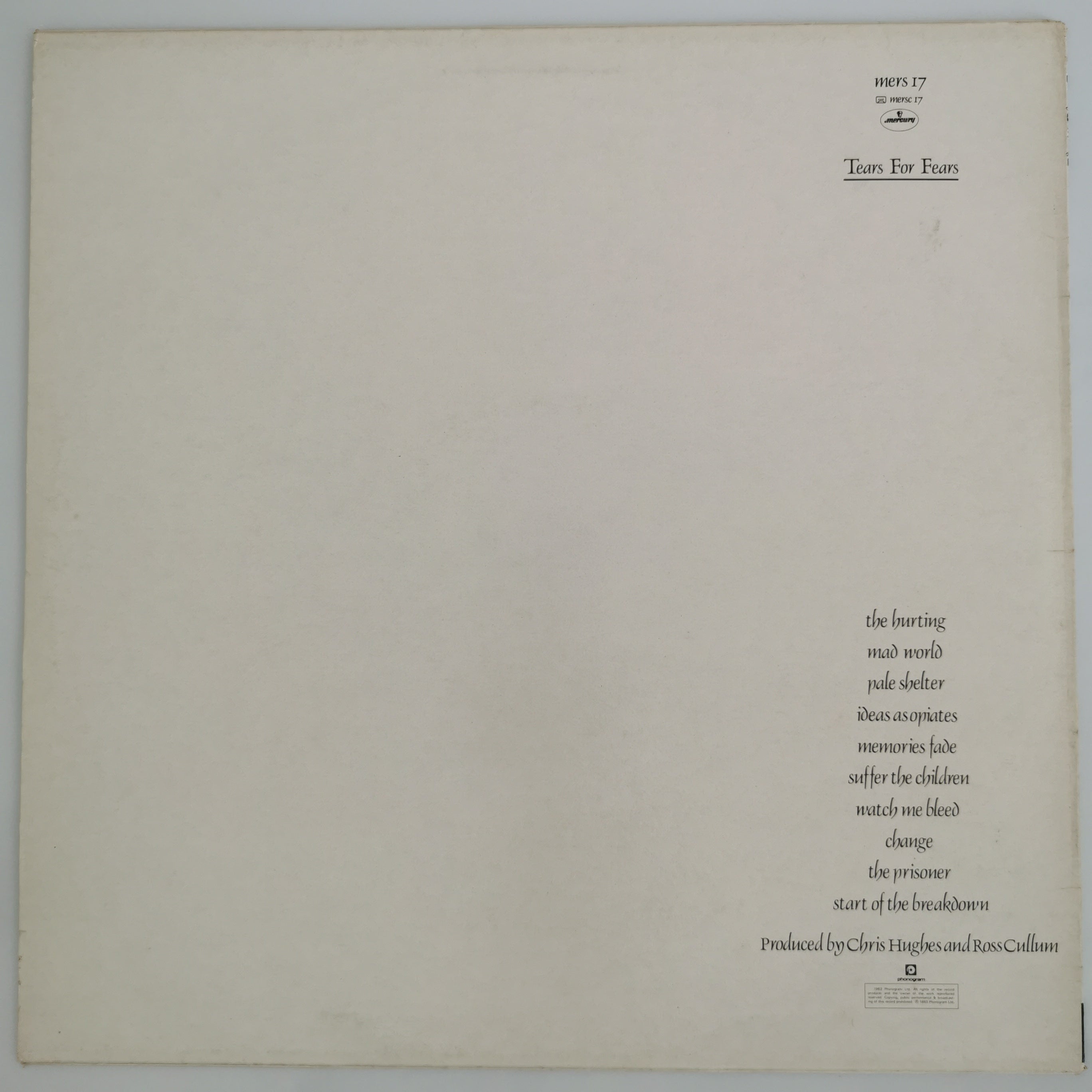 Tears For Fears – The Hurting Vinyl LP Record