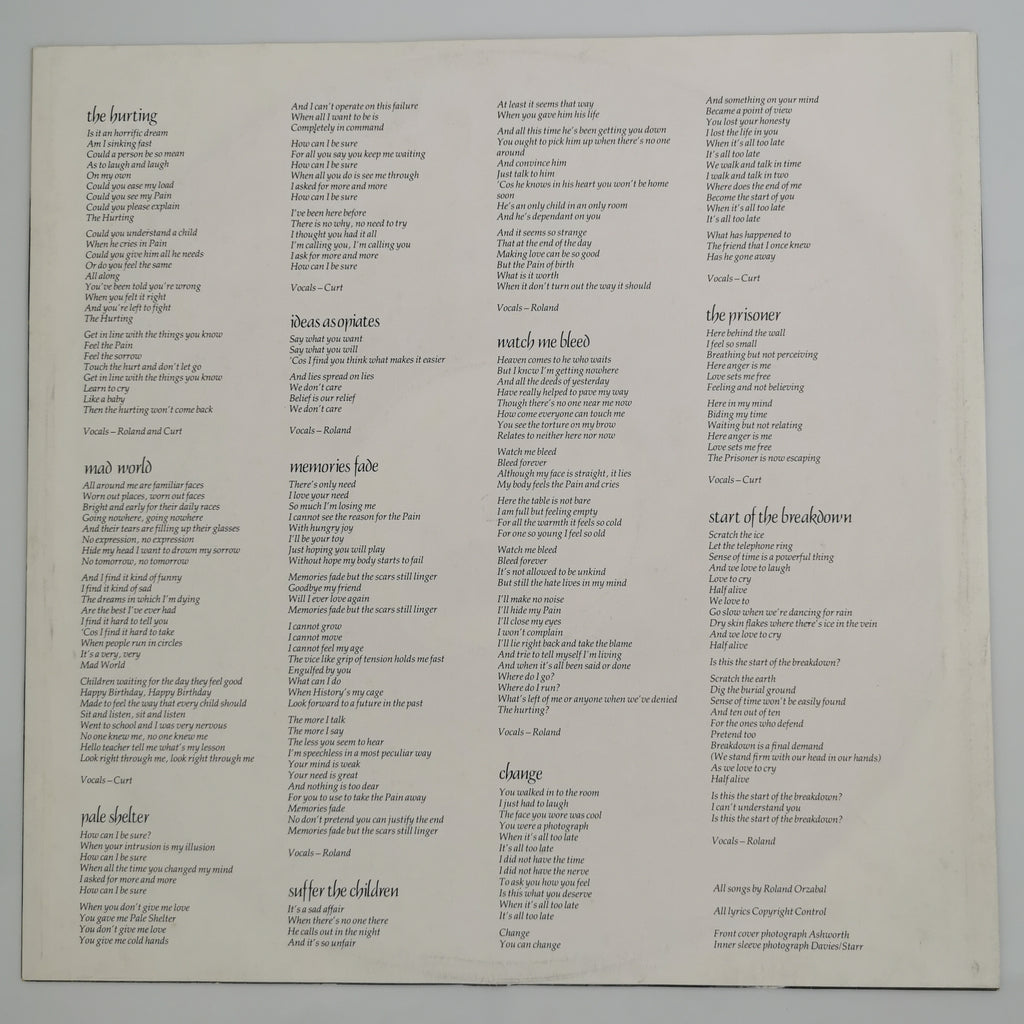 Tears For Fears – The Hurting Vinyl LP Record