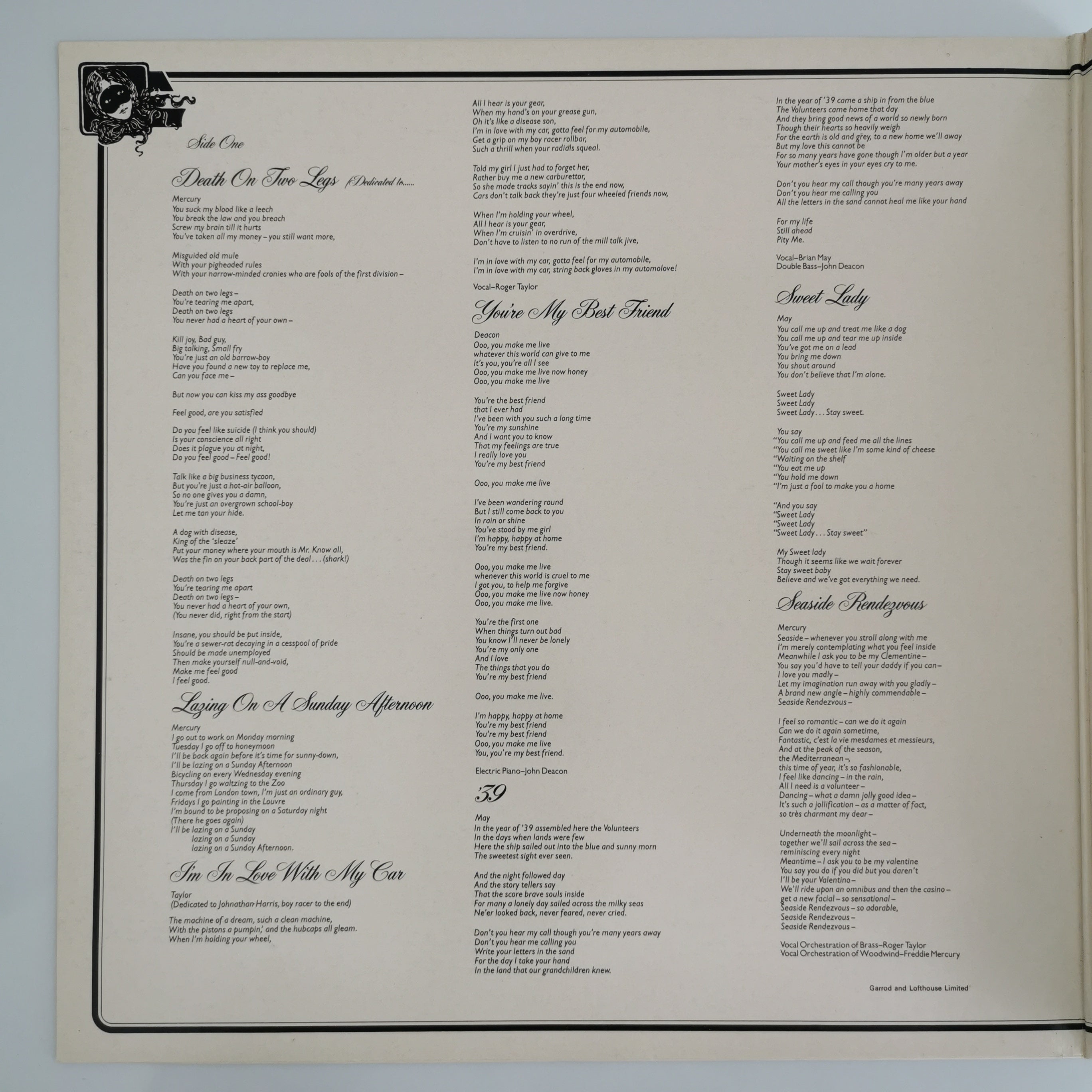 Queen A Night At The Opera Vinyl LP Record