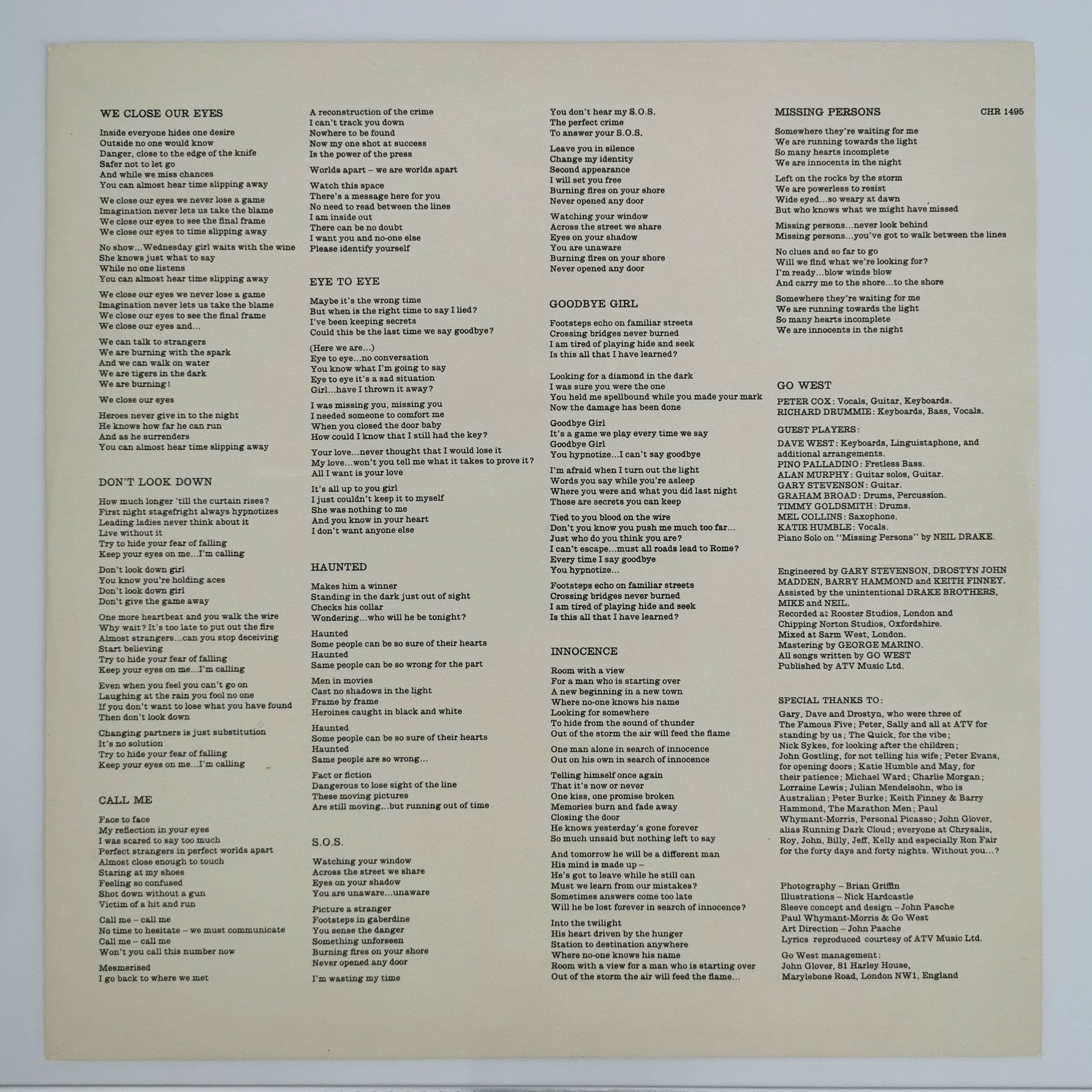 Go West Go West UK Vinyl LP Record