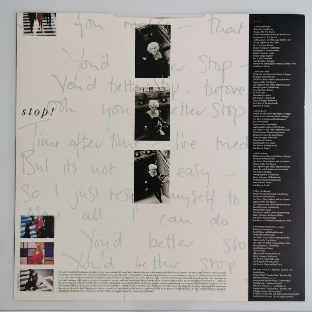 Sam Brown – Stop! Vinyl LP Record 1988