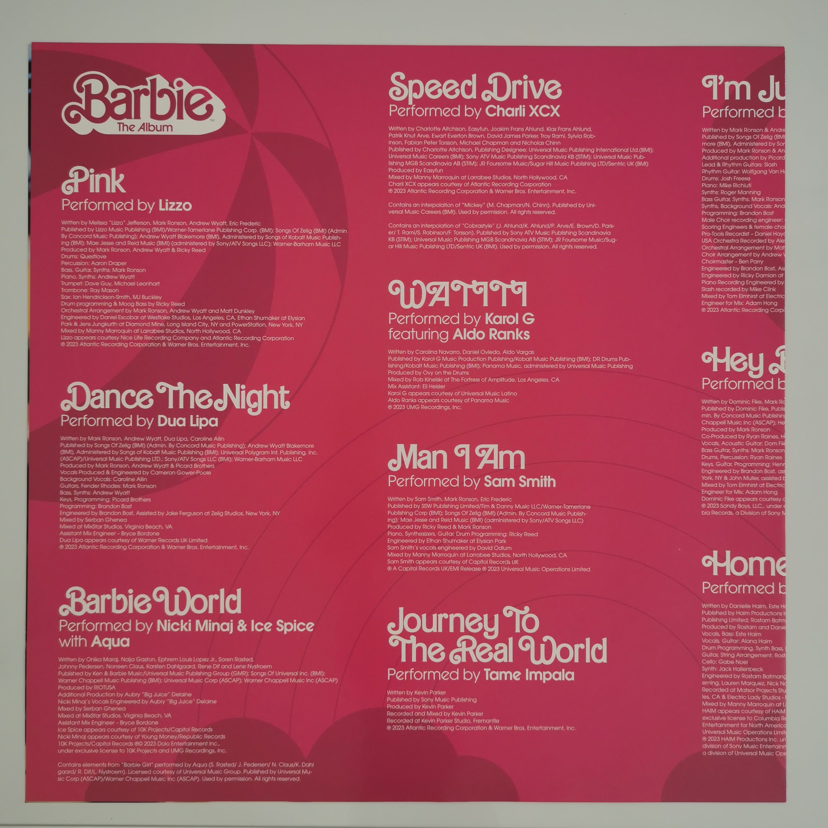 Original Soundtrack Barbie The Album Vinyl LP Pink