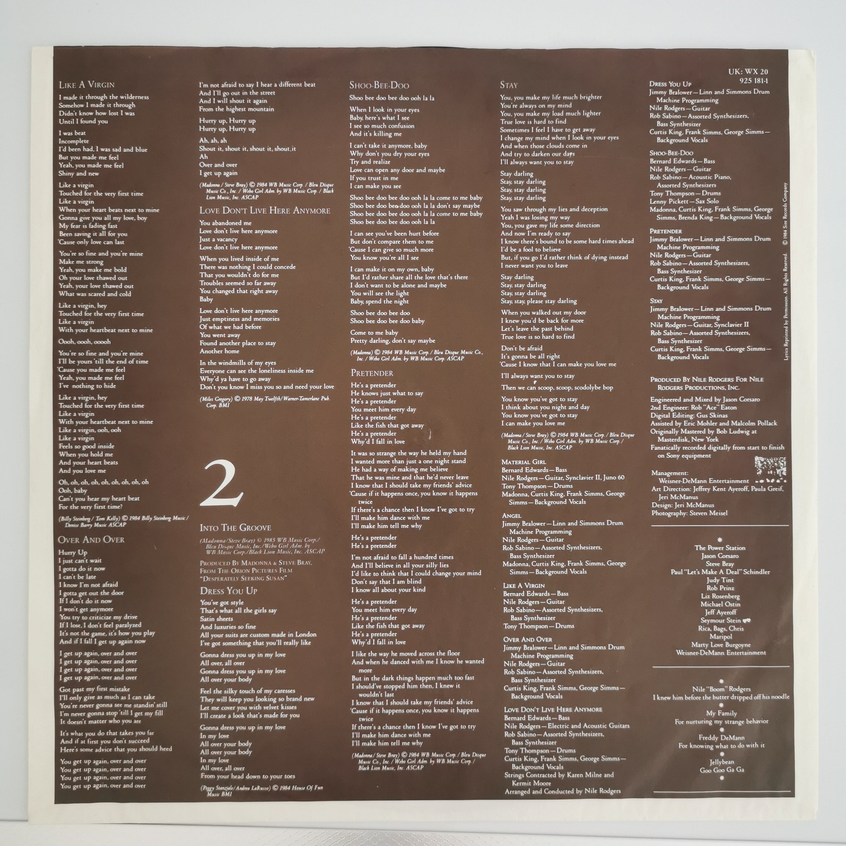 Madonna Like A Virgin Vinyl LP Record 1985