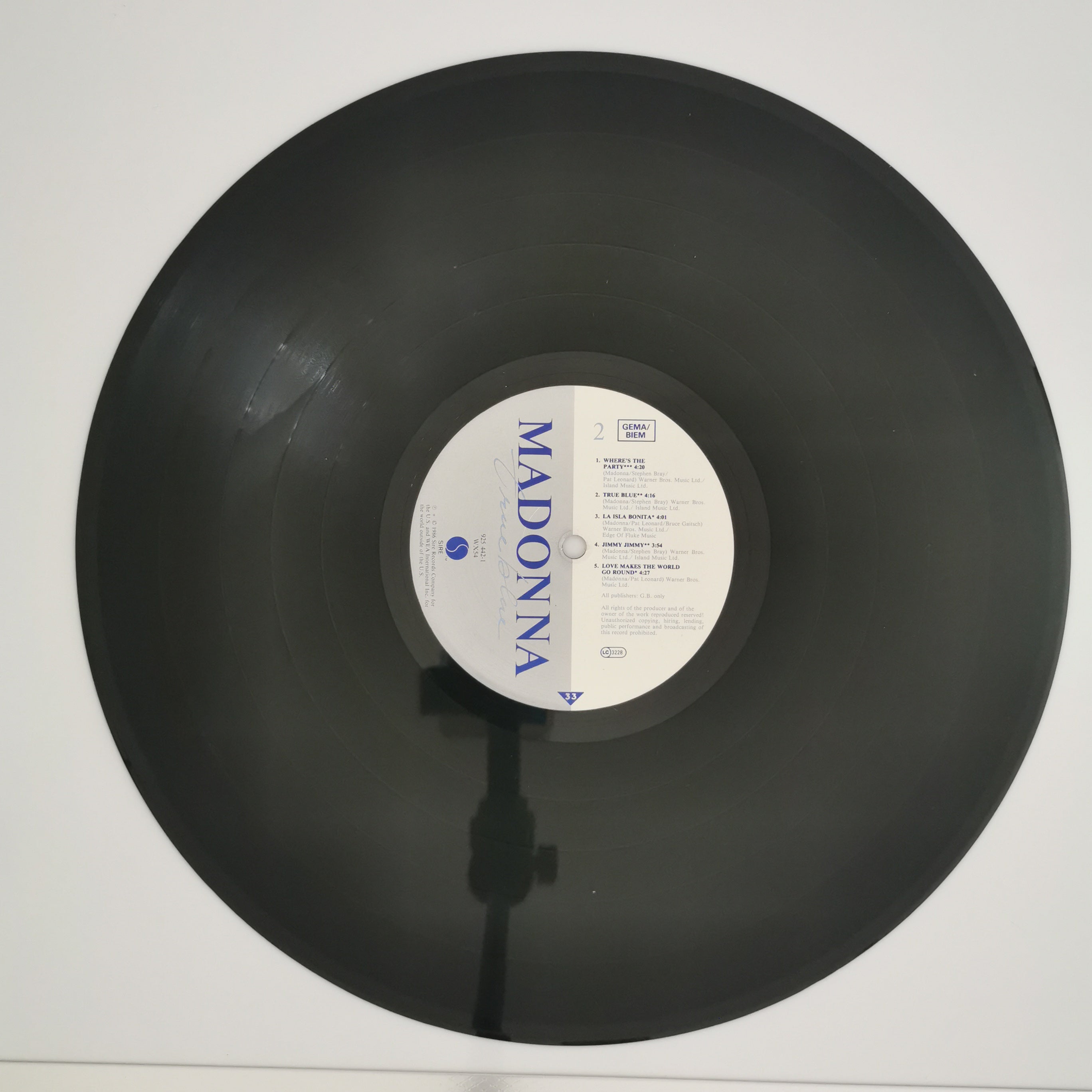 Madonna True Blue Vinyl LP Record 1986