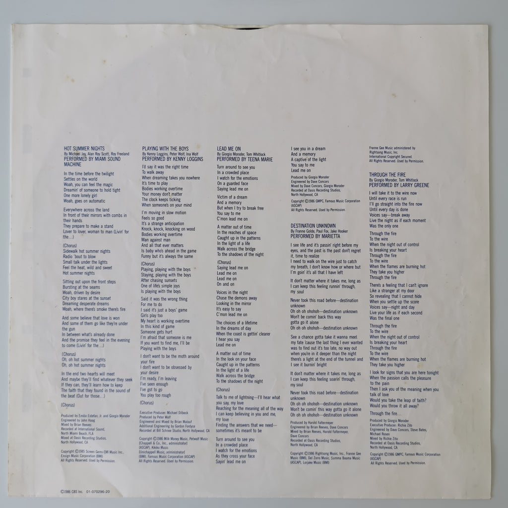 Top Gun (Original Motion Picture Soundtrack) Vinyl LP 1986