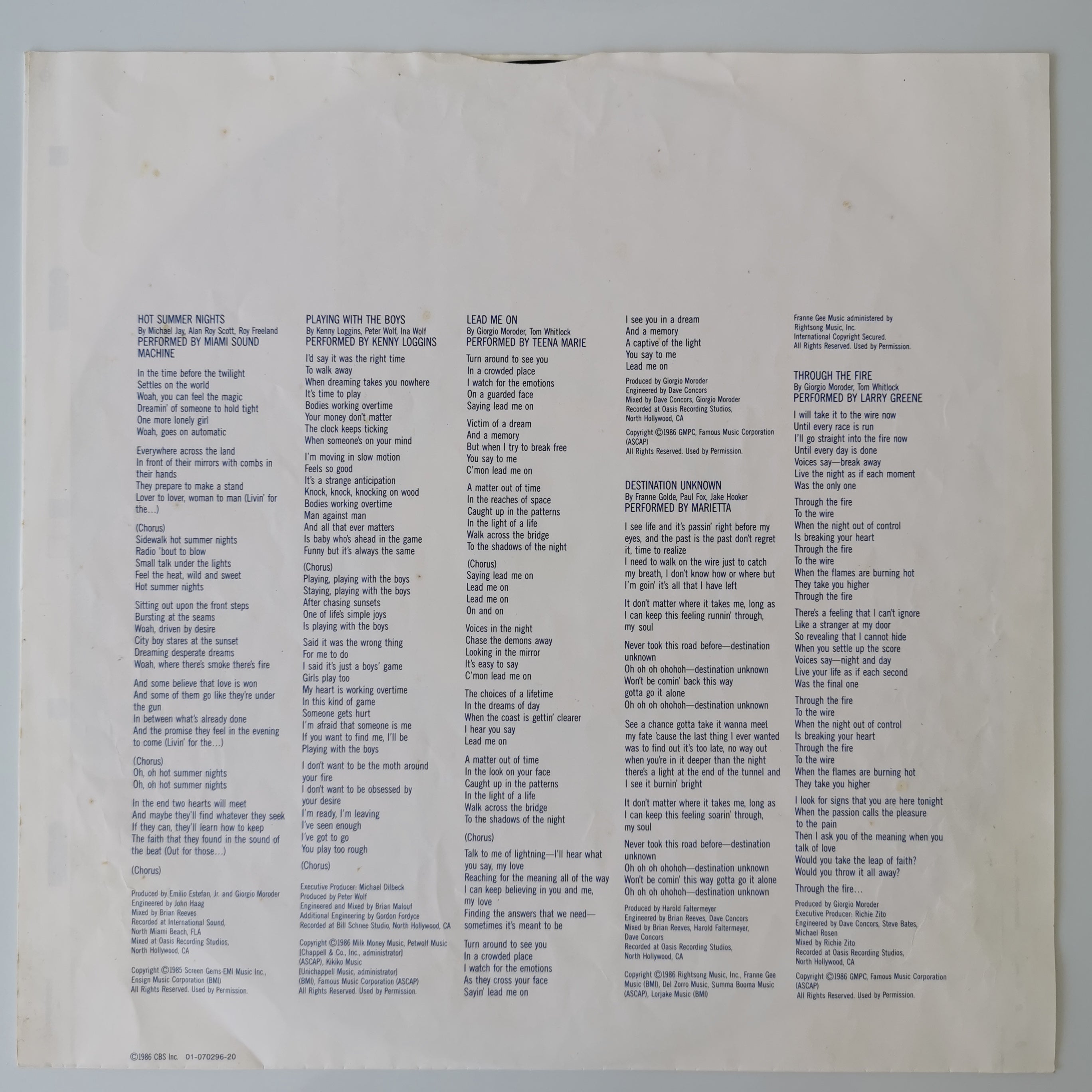 Top Gun (Original Motion Picture Soundtrack) Vinyl LP 1986