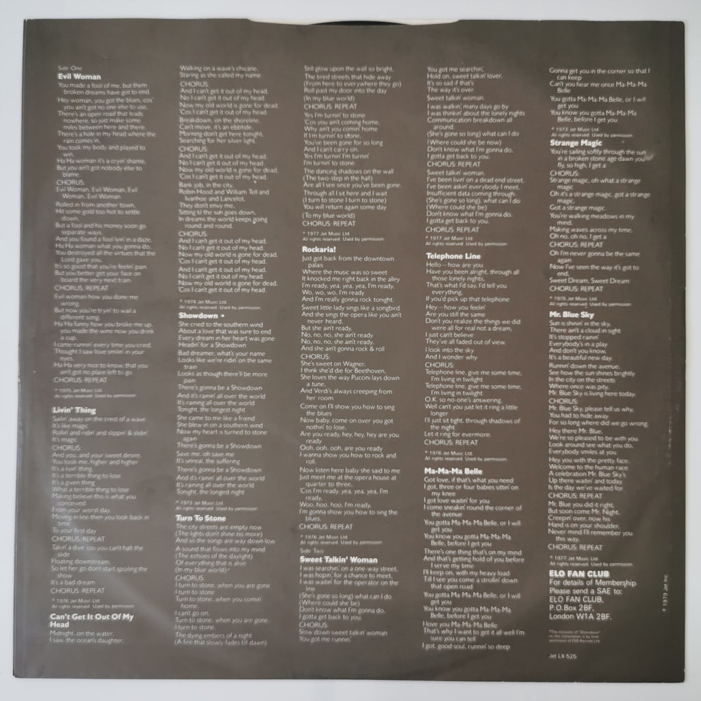 Electric Light Orchestra ELO's Greatest Hits Vinyl LP