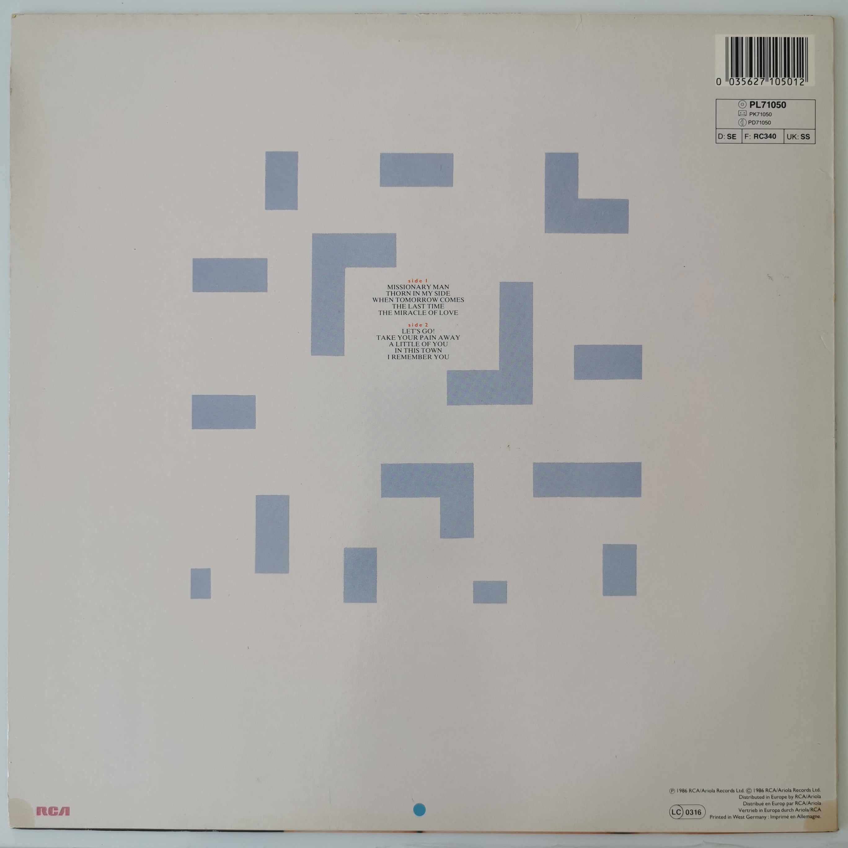 Eurythmics – Revenge Vinyl LP Record 1986