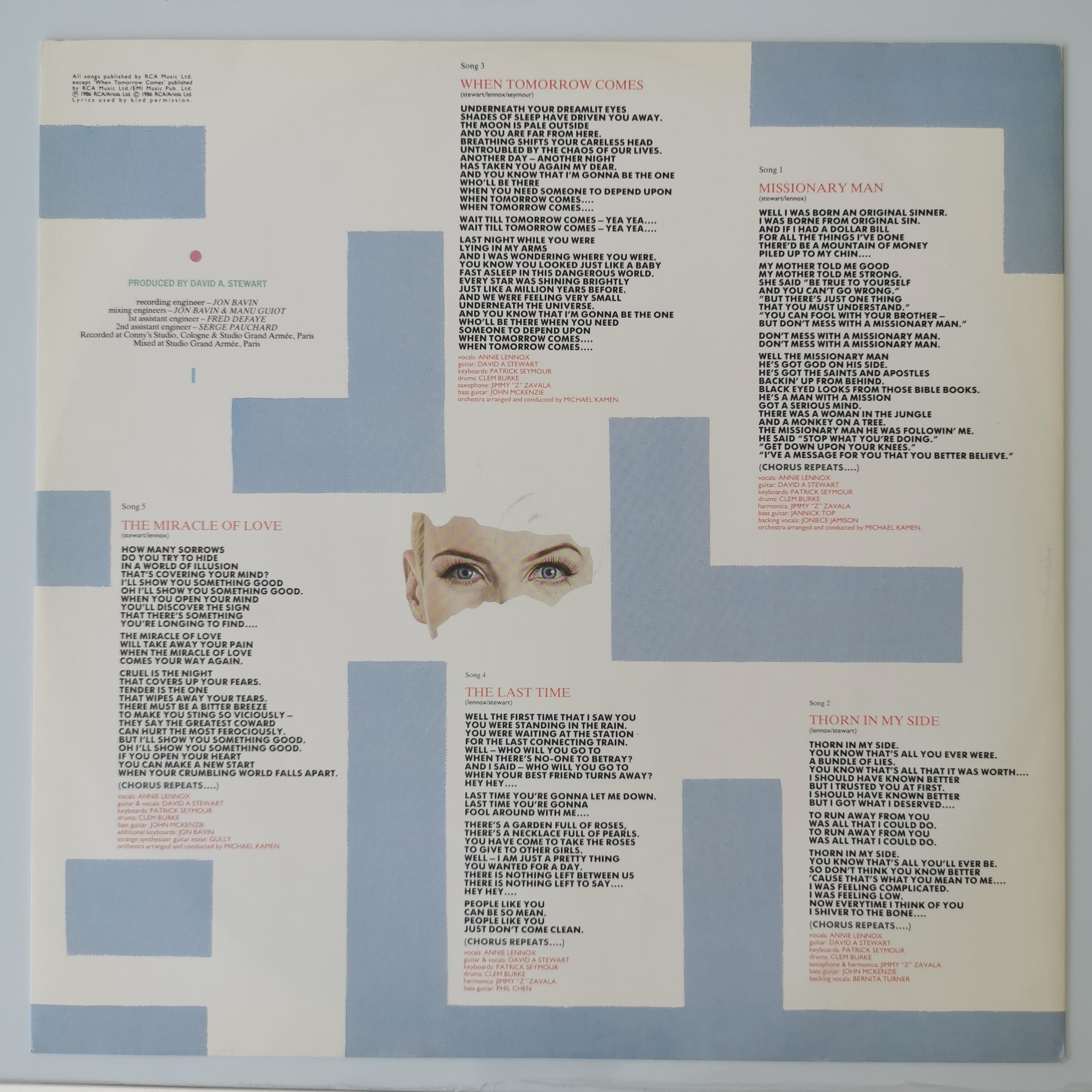 Eurythmics – Revenge Vinyl LP Record 1986