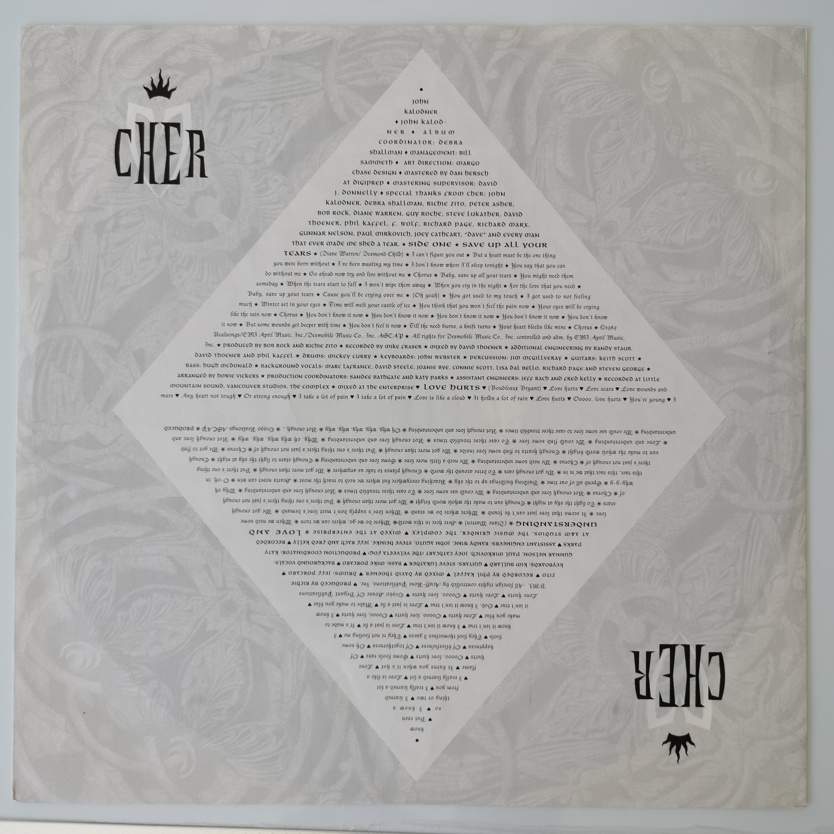Cher Love Hurts - Mirror Image Sleeve Vinyl LP Record
