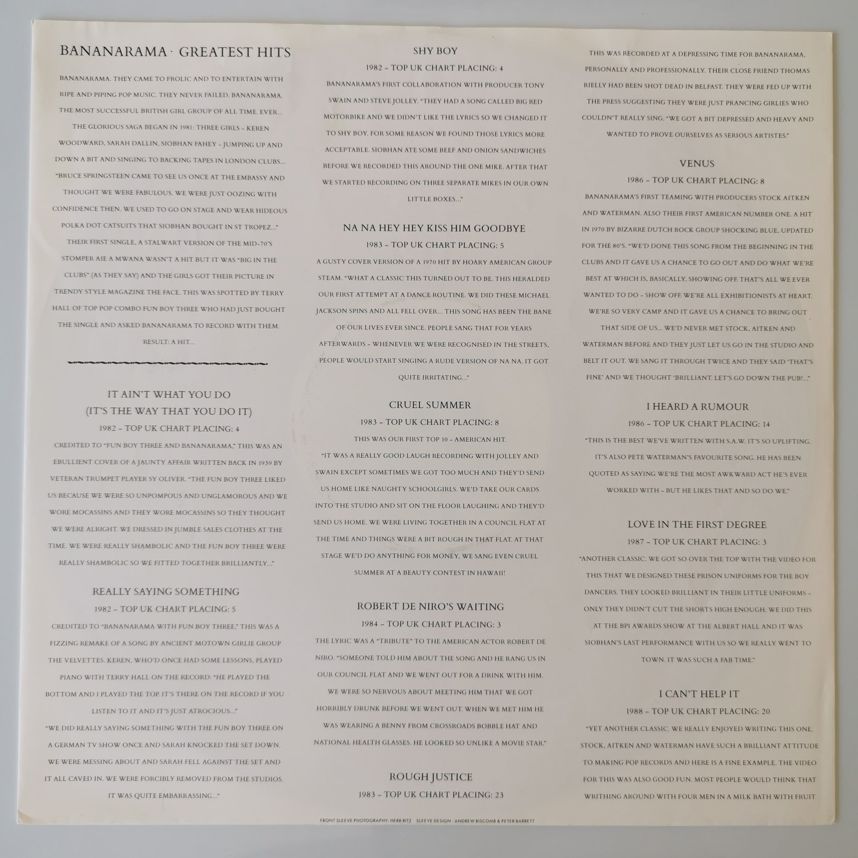 Bananarama The Greatest Hits Collection LP Record Vinyl