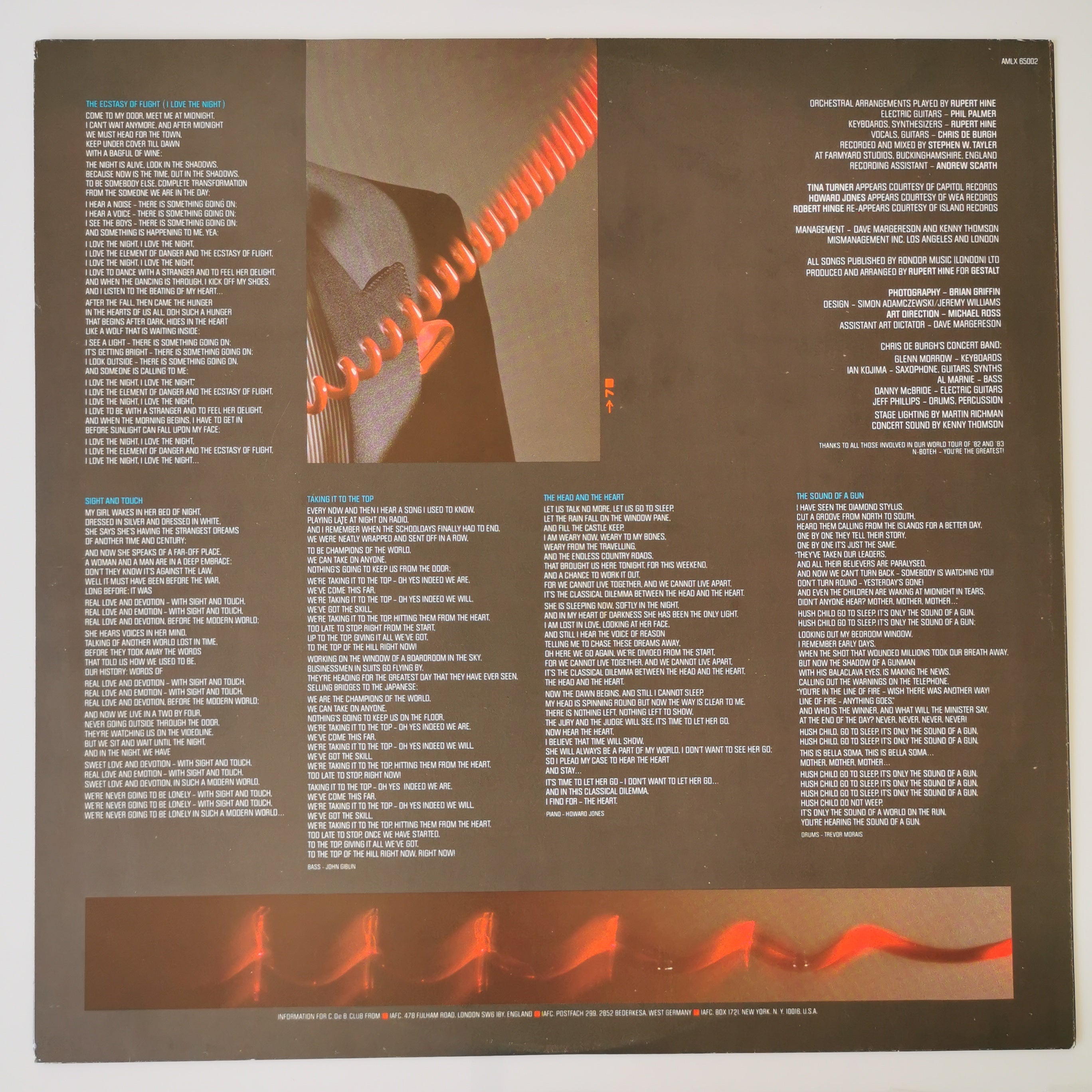 Chris De Burgh Man On The Line Vinyl LP 1984