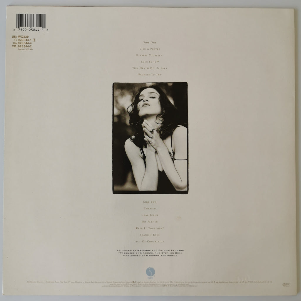 Madonna Like A Prayer - Scented Inner Limited Edition Vinyl LP
