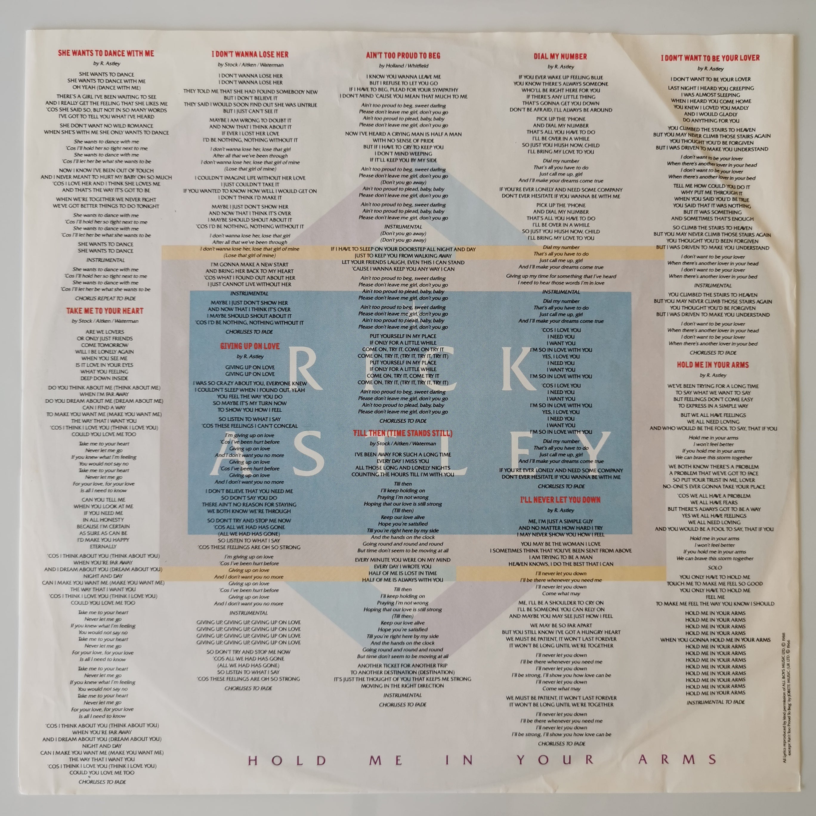 Rick Astley – Hold Me In Your Arms Vinyl LP Record