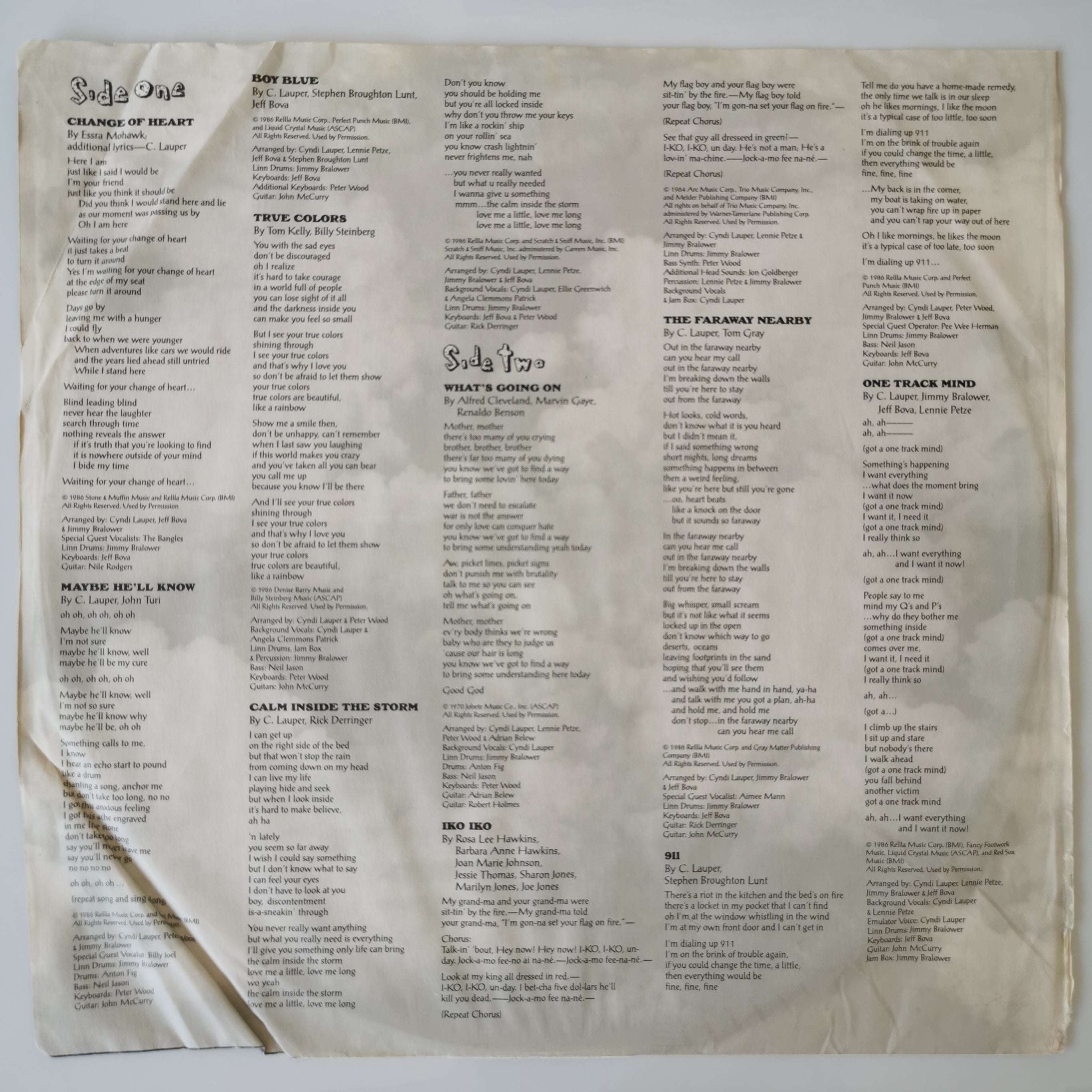 Cyndi Lauper – True Colors Vinyl LP Record 1986