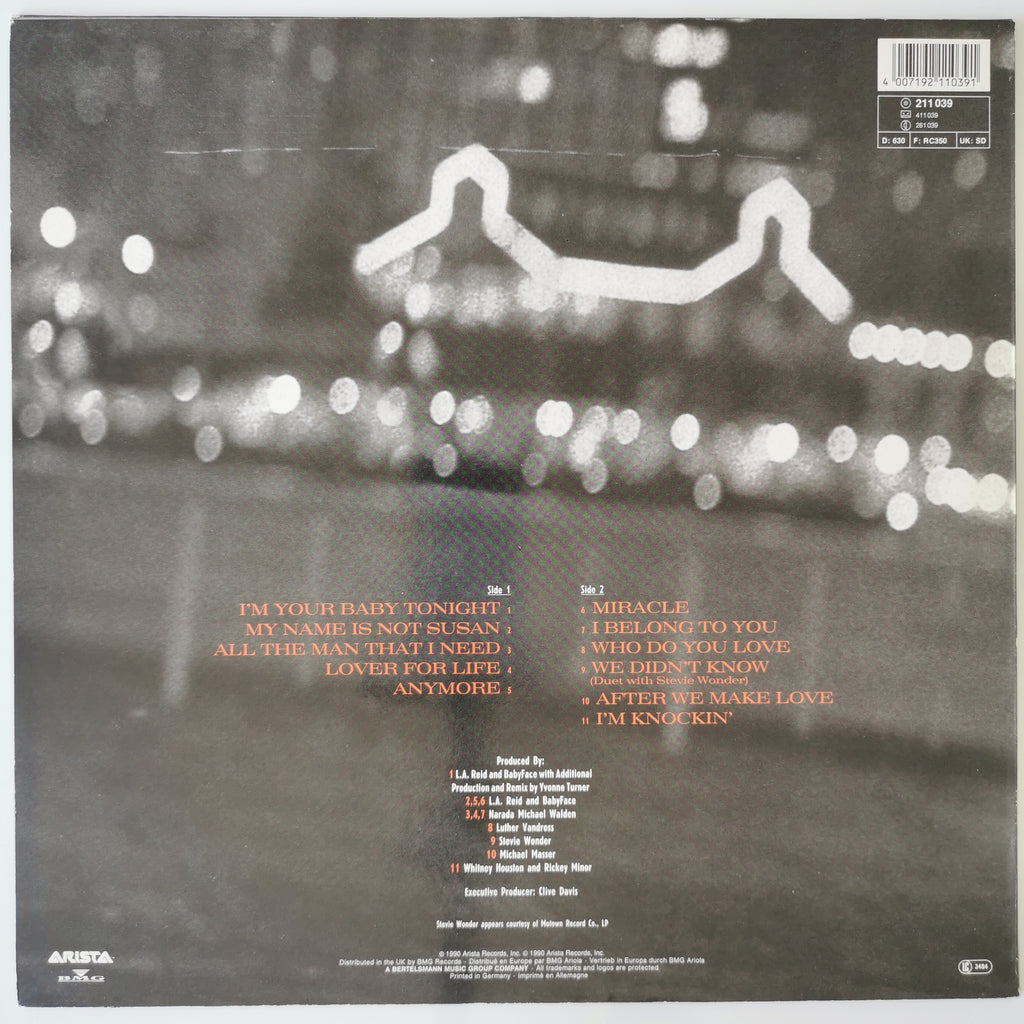 Whitney Houston – I'm Your Baby Tonight Vinyl LP