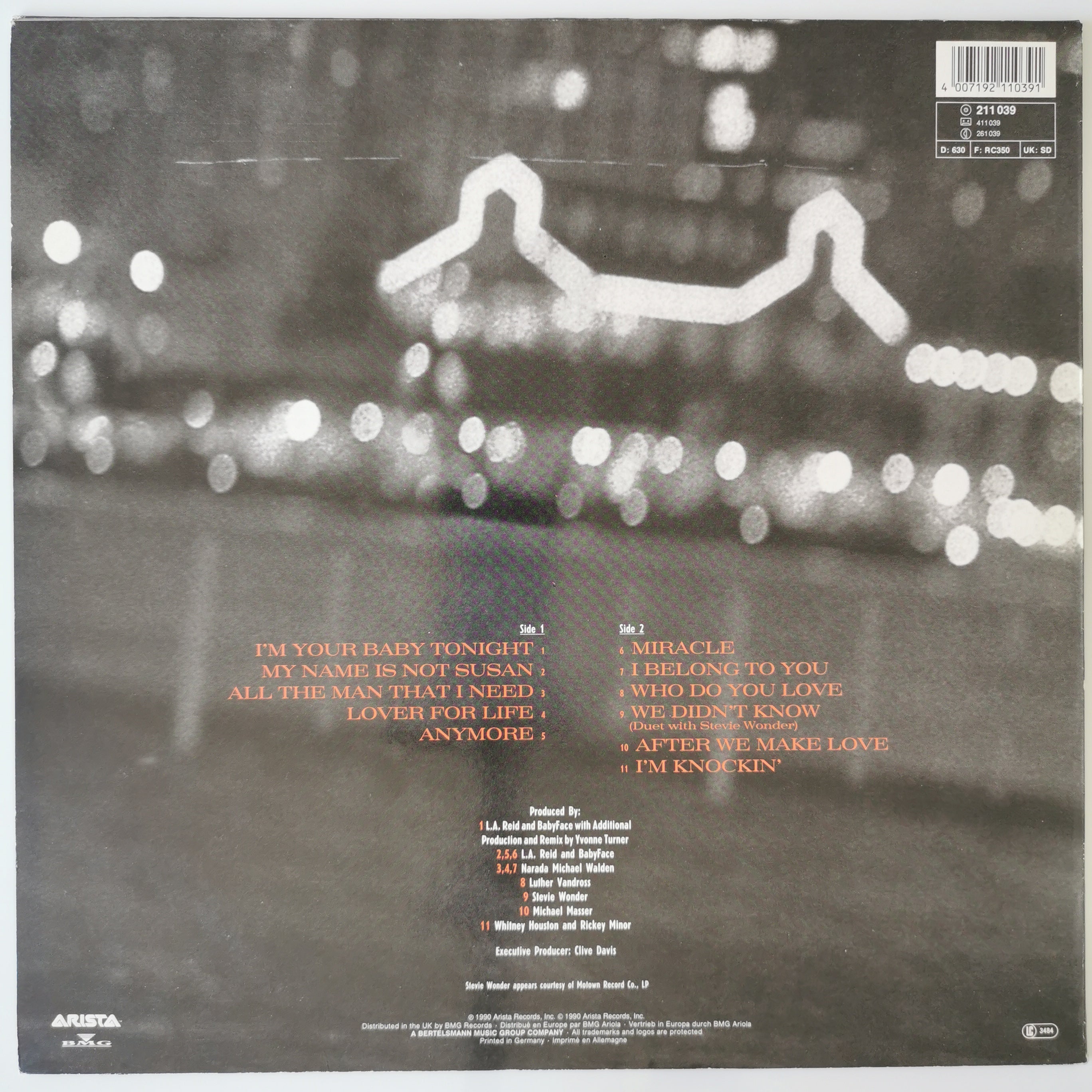 Whitney Houston – I'm Your Baby Tonight Vinyl LP