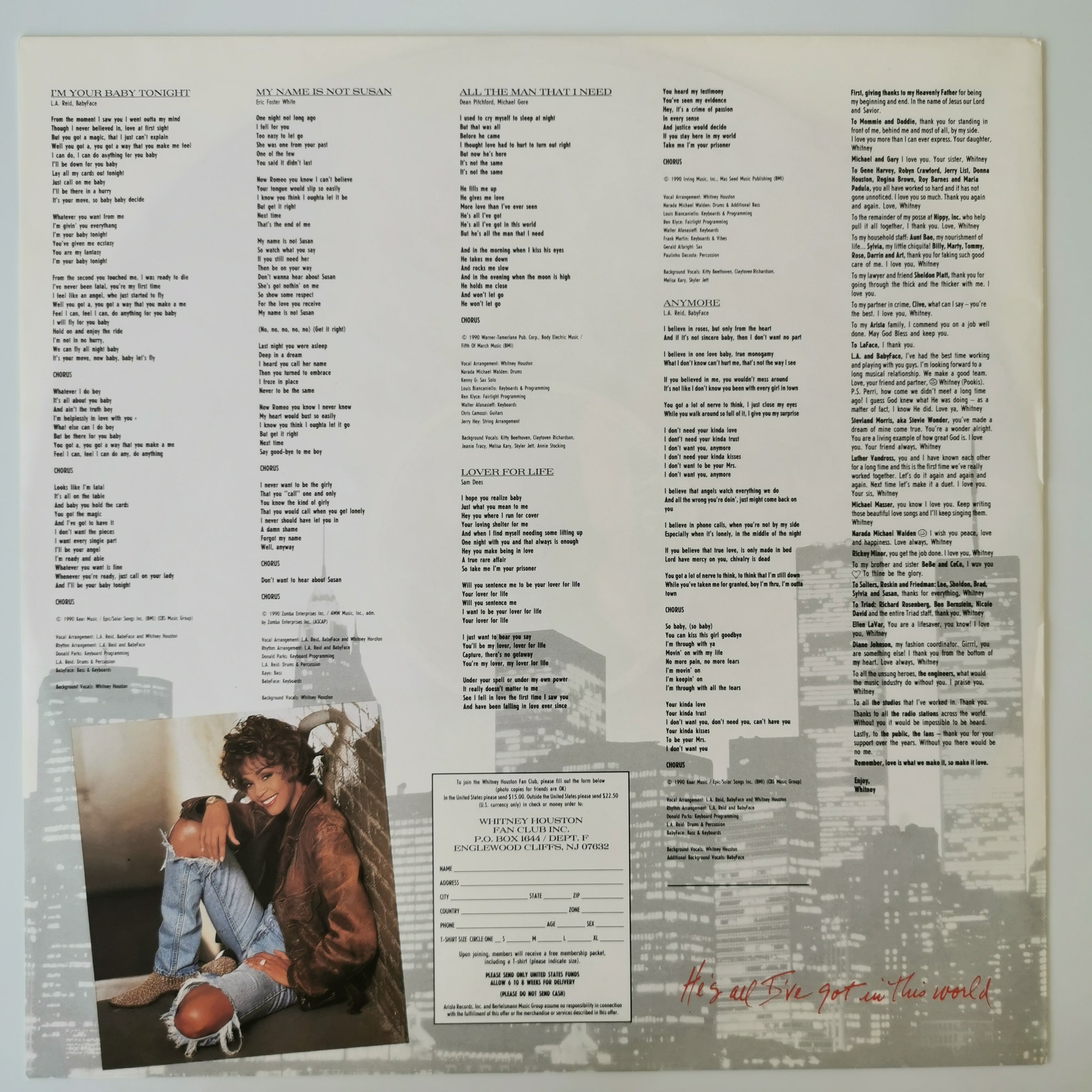 Whitney Houston – I'm Your Baby Tonight Vinyl LP