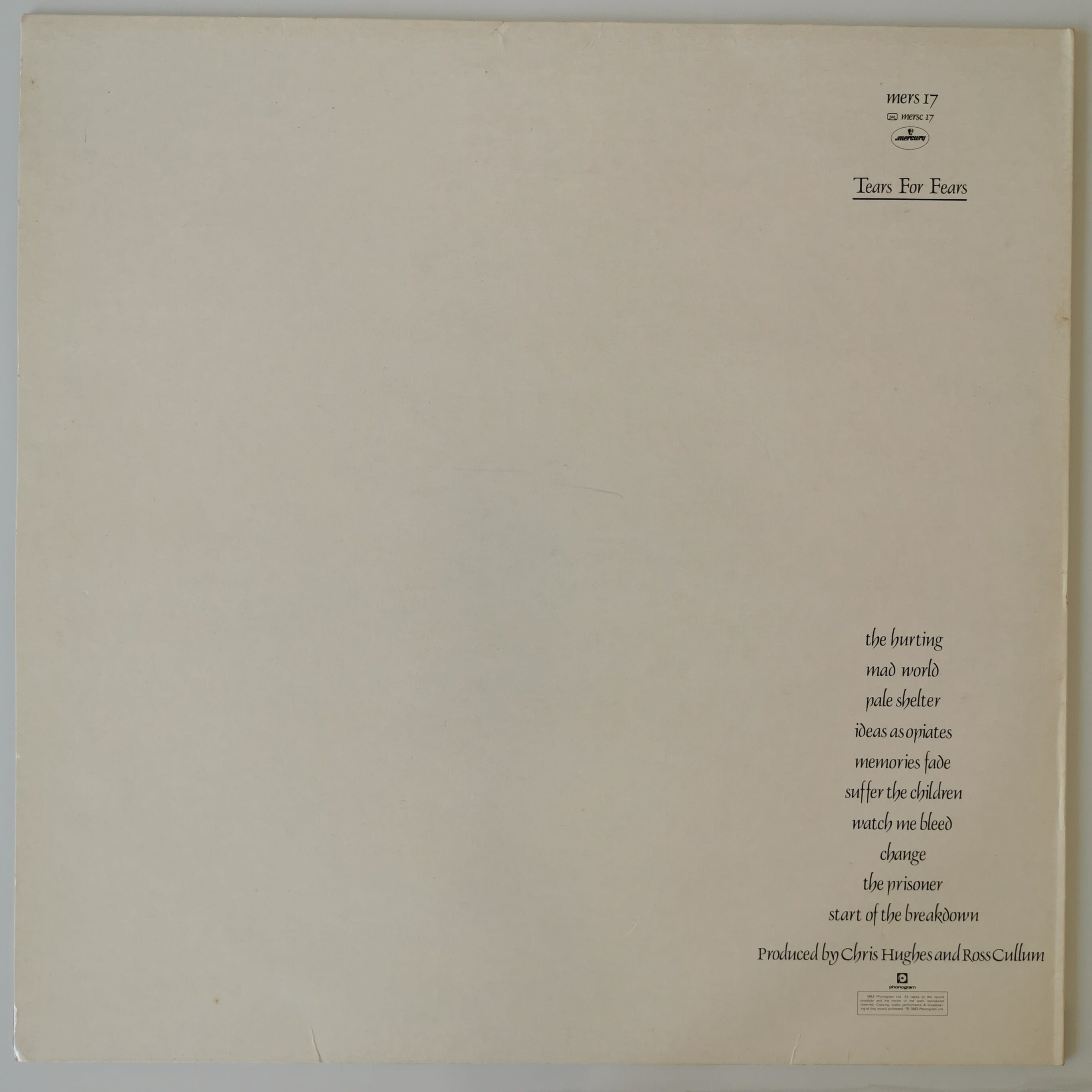 Tears For Fears – The Hurting Vinyl LP 1983