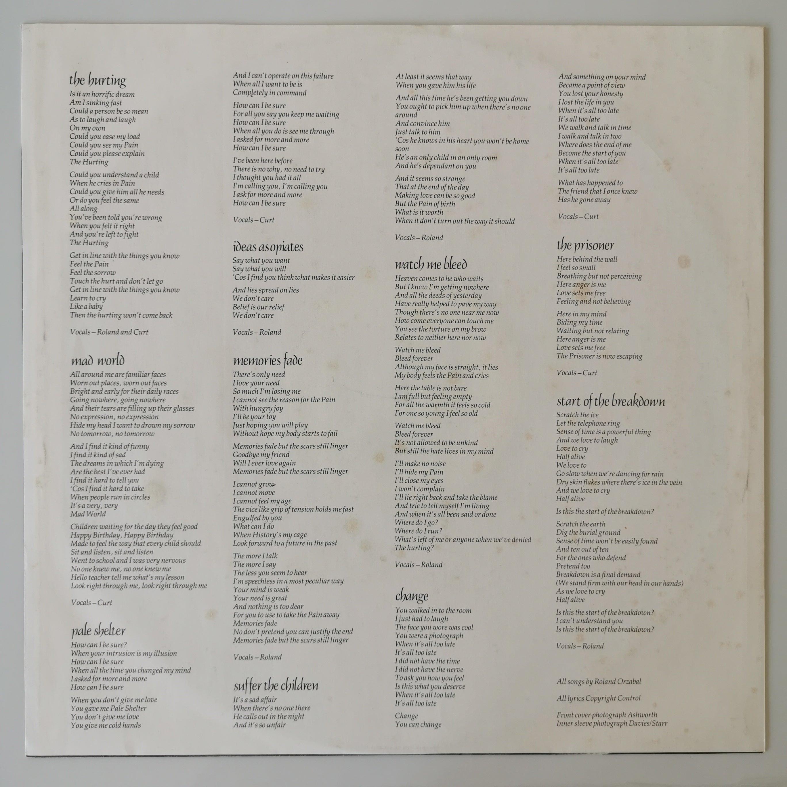 Tears For Fears – The Hurting Vinyl LP 1983