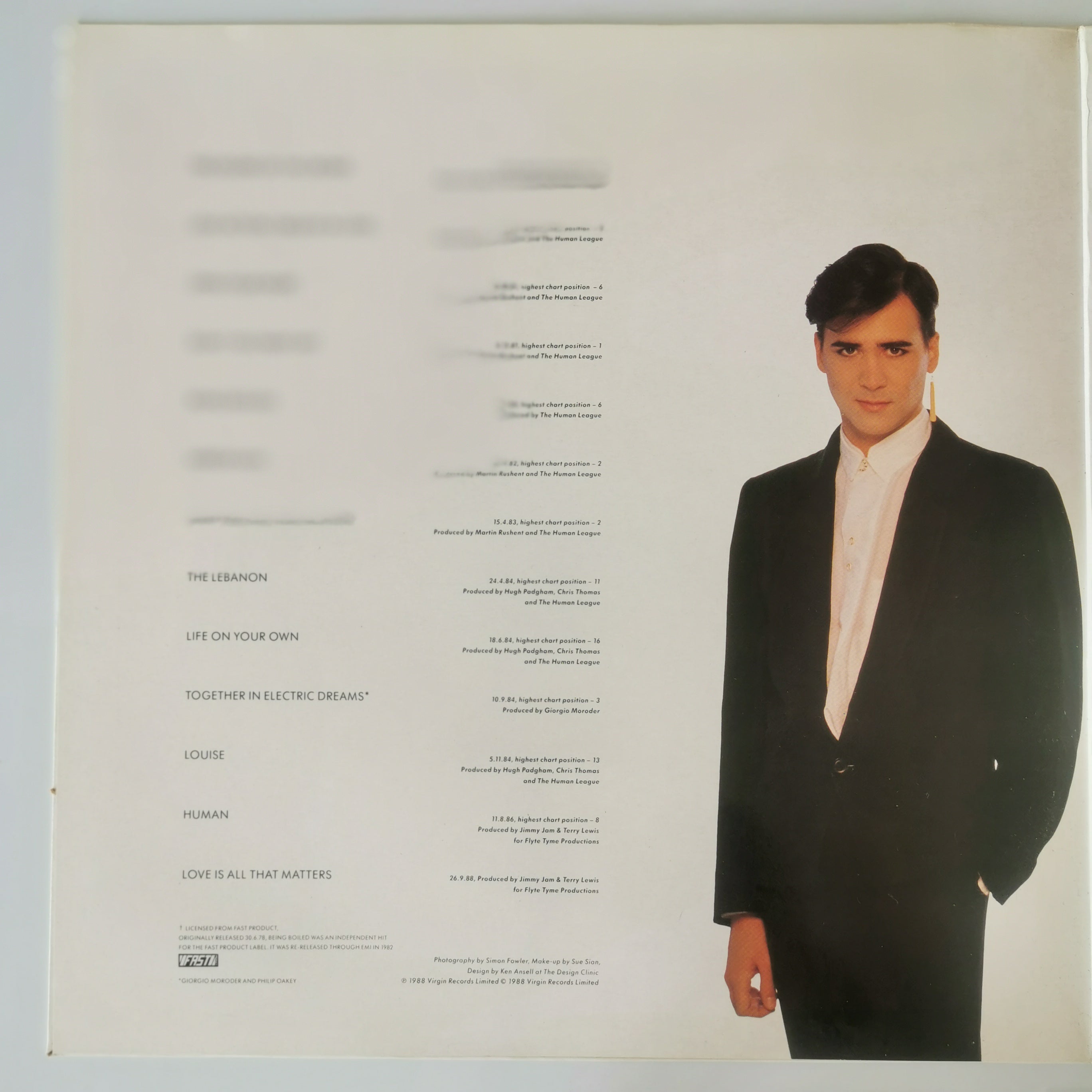Human League Greatest Hits Vinyl LP Record 1988