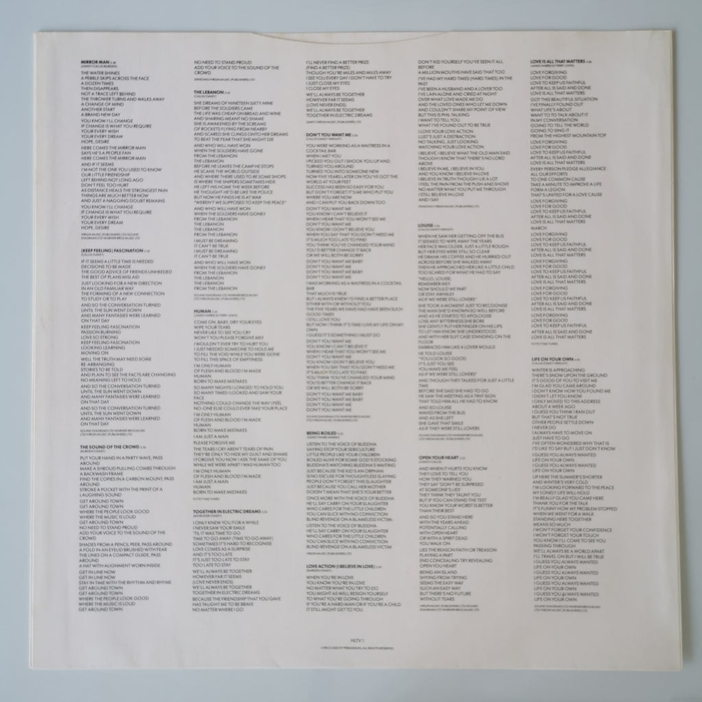 Human League Greatest Hits Vinyl LP Record 1988